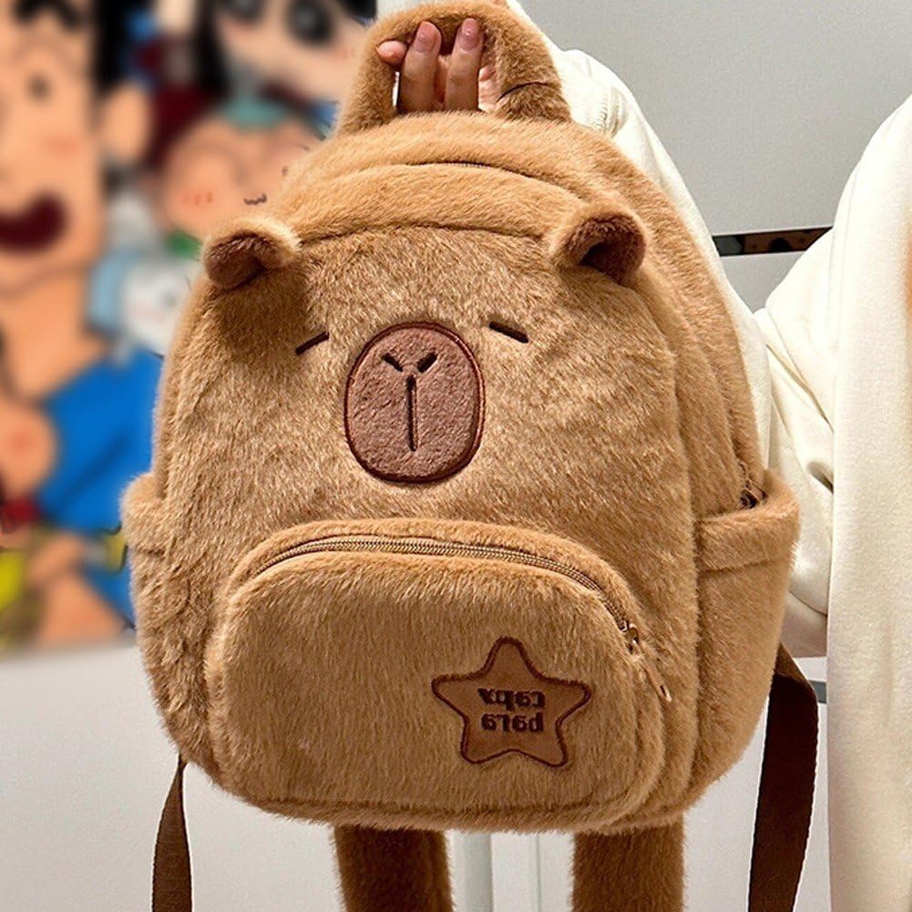 Capybara Plüsch-Rucksack – Lustiger Cartoon-Tagesrucksack, 25x15x40 Cm, Verstellbare Träger