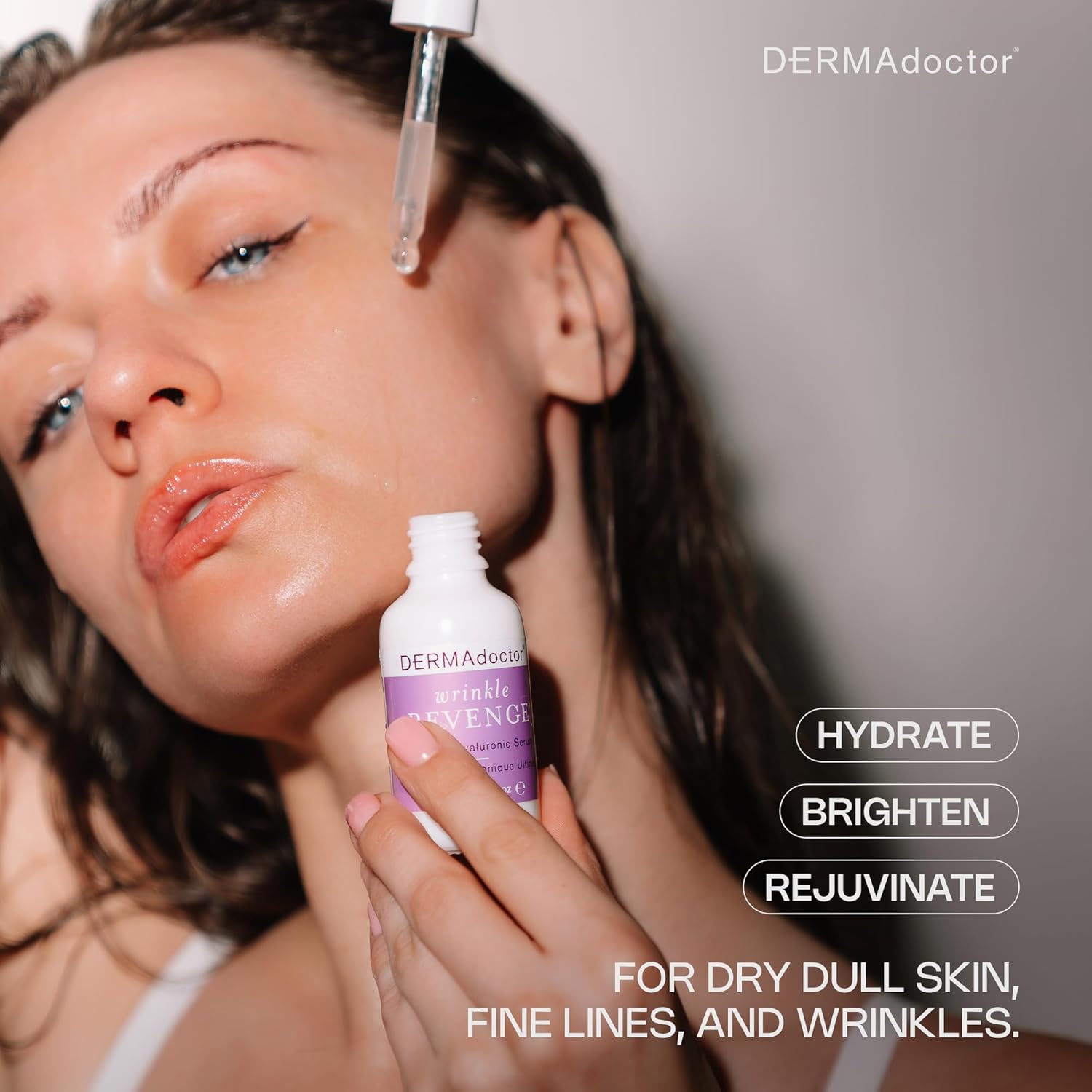 DERMAdoctor Serum For Face Anti Aging, Wrinkle Revenge Hyaluronic Acid Serum for Face, Dermatologist Formulated Hydrating Serum, Wrinkle Filler For Face & Hydrating Primer Fragrance Free - 1 fl oz