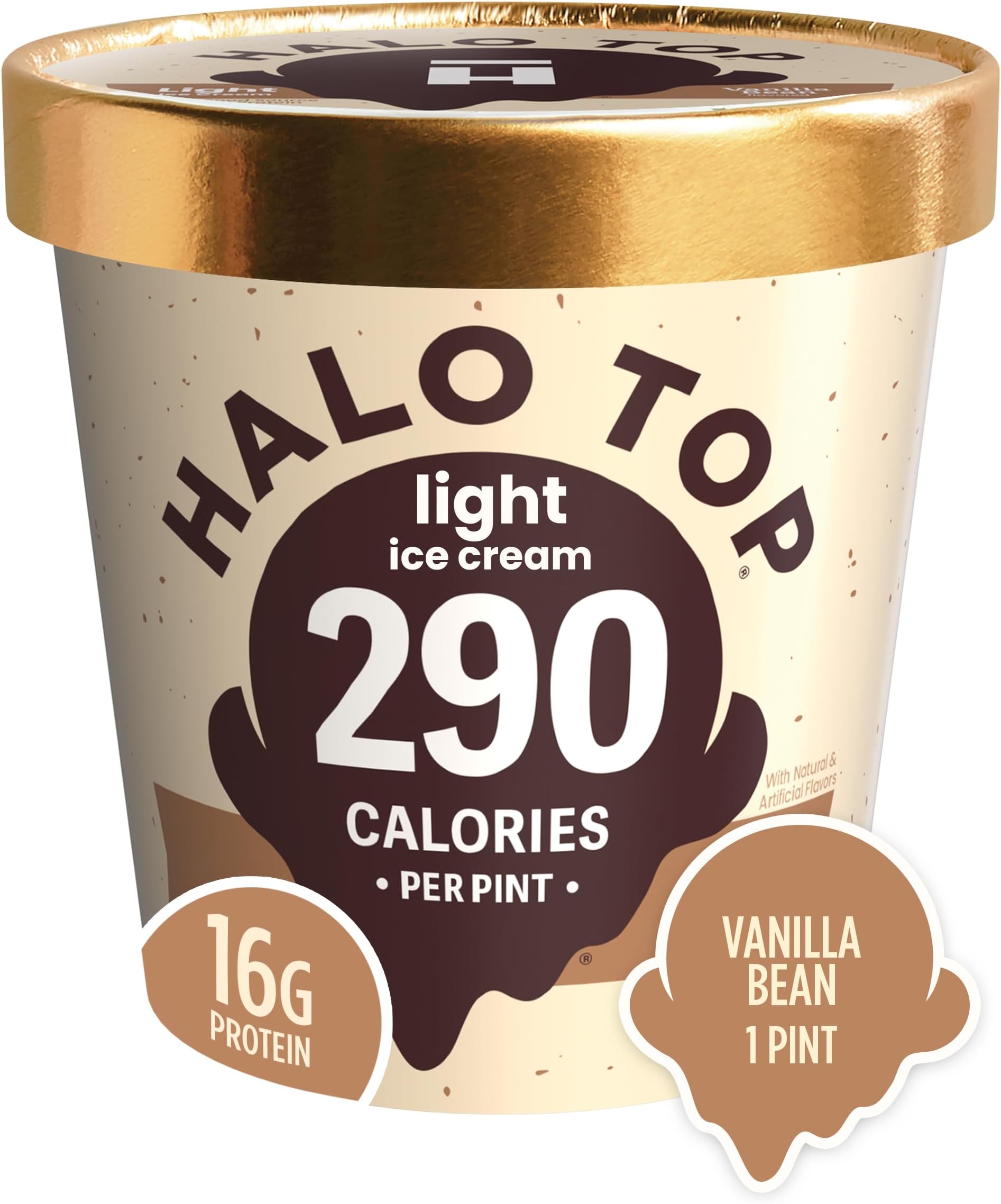 Halo Top Creamery, Vanilla Bean, 16 oz (Frozen)