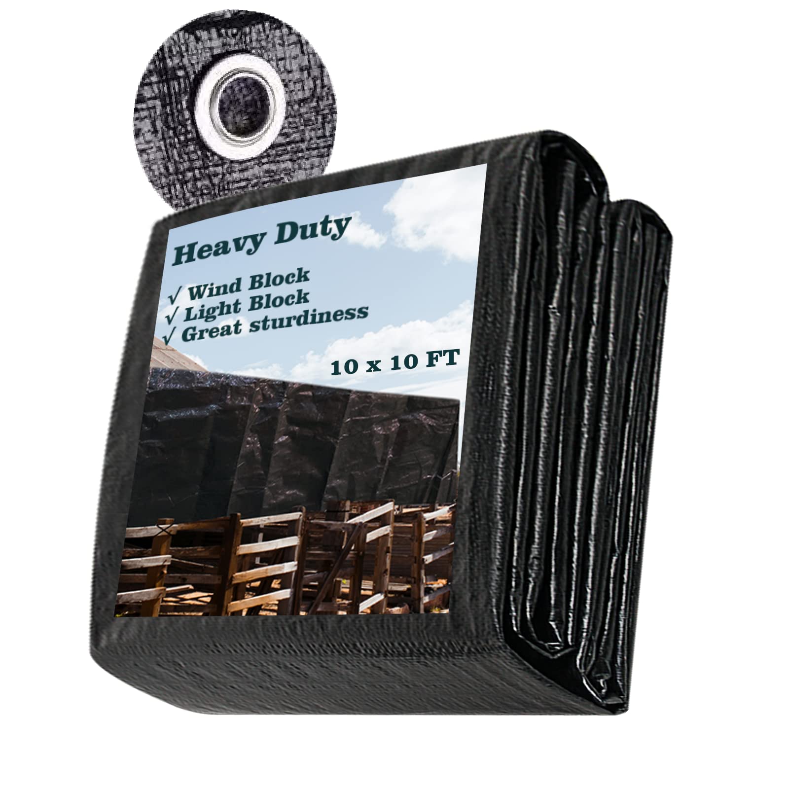 blackout tarp UCINNOVATE Black Tarps Heavy Duty Waterproof 10x10 ft Waterproof Cover, 14Mil Druable Black Poly Tarps with Grommets, UV Resistant Heavy Duty Tarp for Outdoor Roof Rain Wind Protection Maßgefertigte Aluminium Jalousien für pr5a24671 Color Frame:PEARL WHITE Versatile Growing