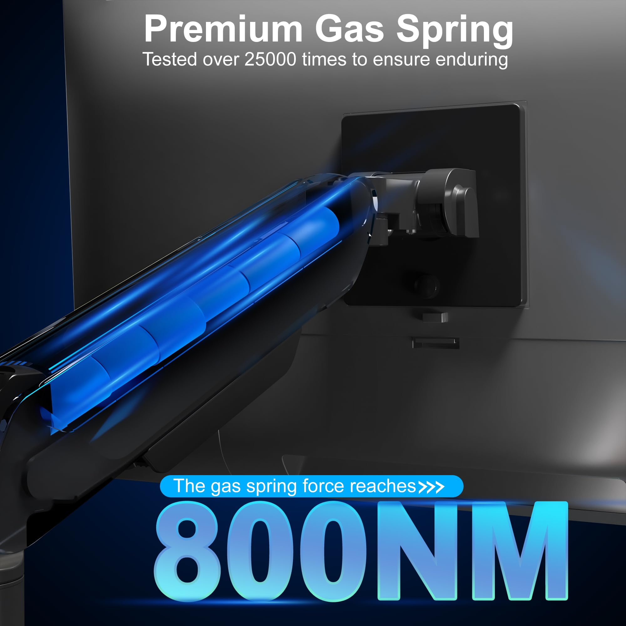 ETHU Braccio singolo per monitor, resistente supporto per monitor con molla a gas con regolazione dell'altezza e inclinazione, supporto da scrivania VESA con doppia opzione di installazione per