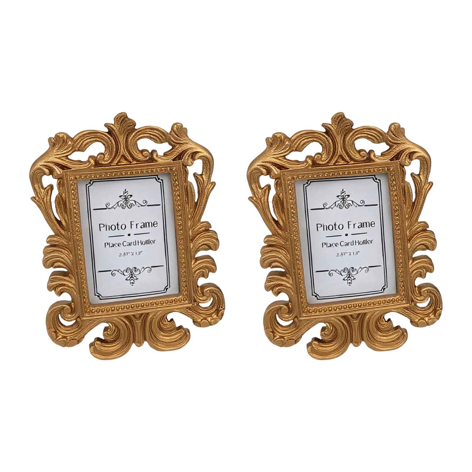 BWANGIAO 2pieces Elegant Victorian European Resin Small Photo Frame Picture Display Stand For Home Tabletop Decors And Giving