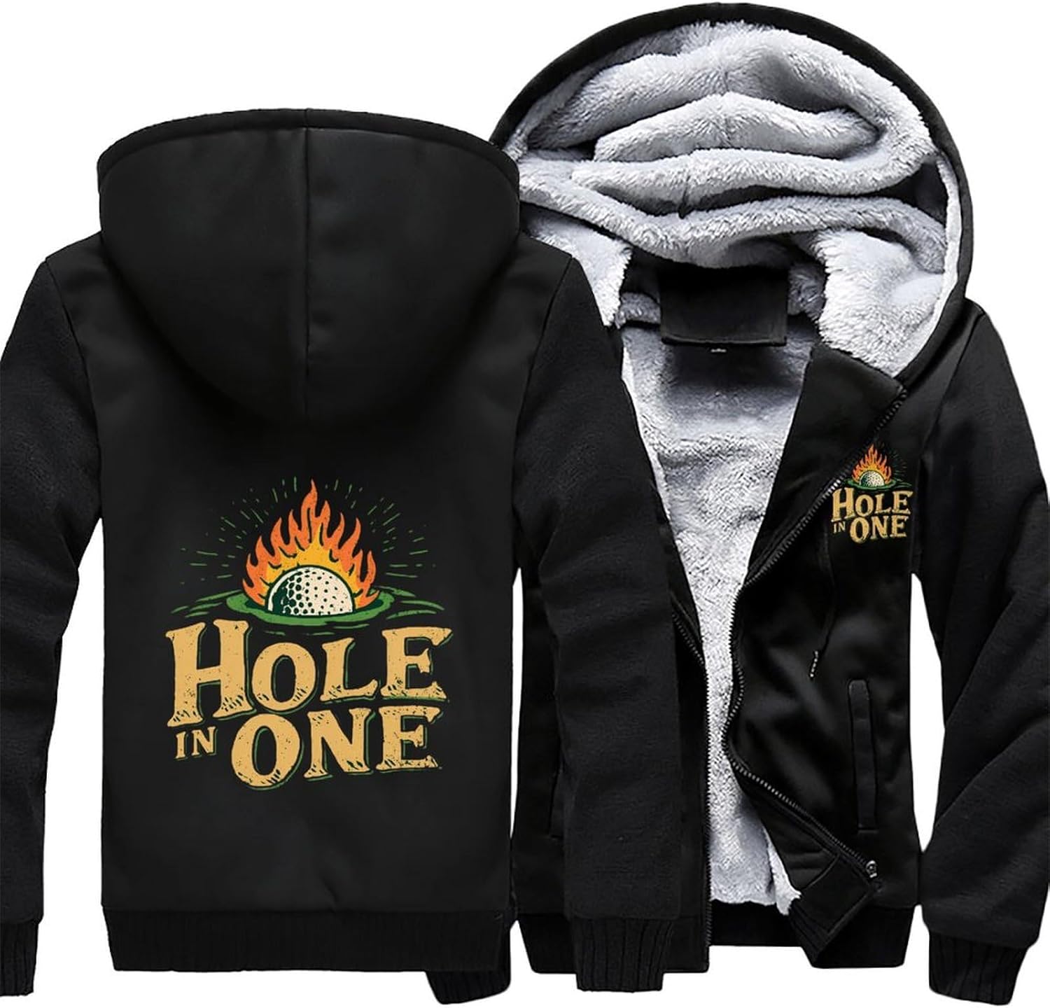 Vintage Golf Ball Men's Fleece Hoodie Jacket Coat Warm Casual Sweatshirt with Pockets