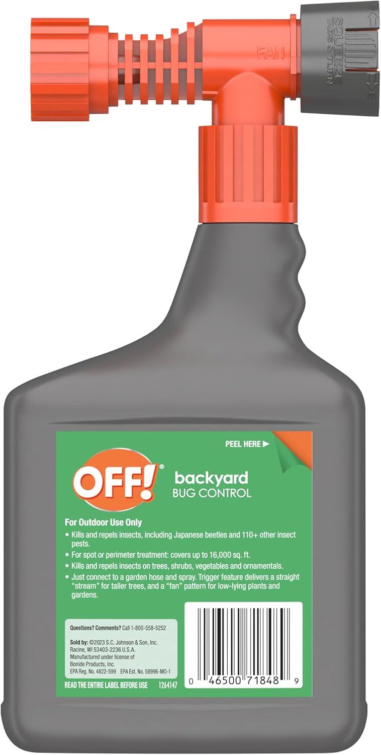 OFF! Backyard Bug Control Yard Pretreat Hose End Sprayer Kills and Repels Insects Covers up to 16,000 Square Feet Outdoor Use 32 Ounce (Pack of 3)