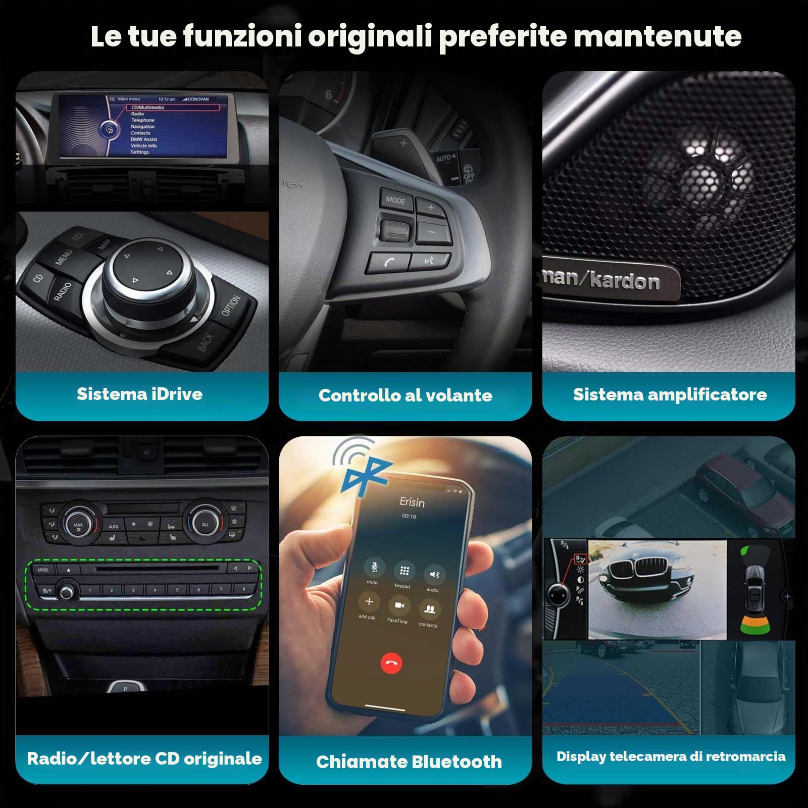 Erisin 12,3 pollici Qualcomm 8-Core 8GB+128GB Android 14 Autoradio Bluetooth GPS Navigatore per BMW X3 F25 2011-2012 Sistema CIC Schermo tattile IPS CarPlay Android Auto WiFi 4G DAB+ USB Canbus iDrive