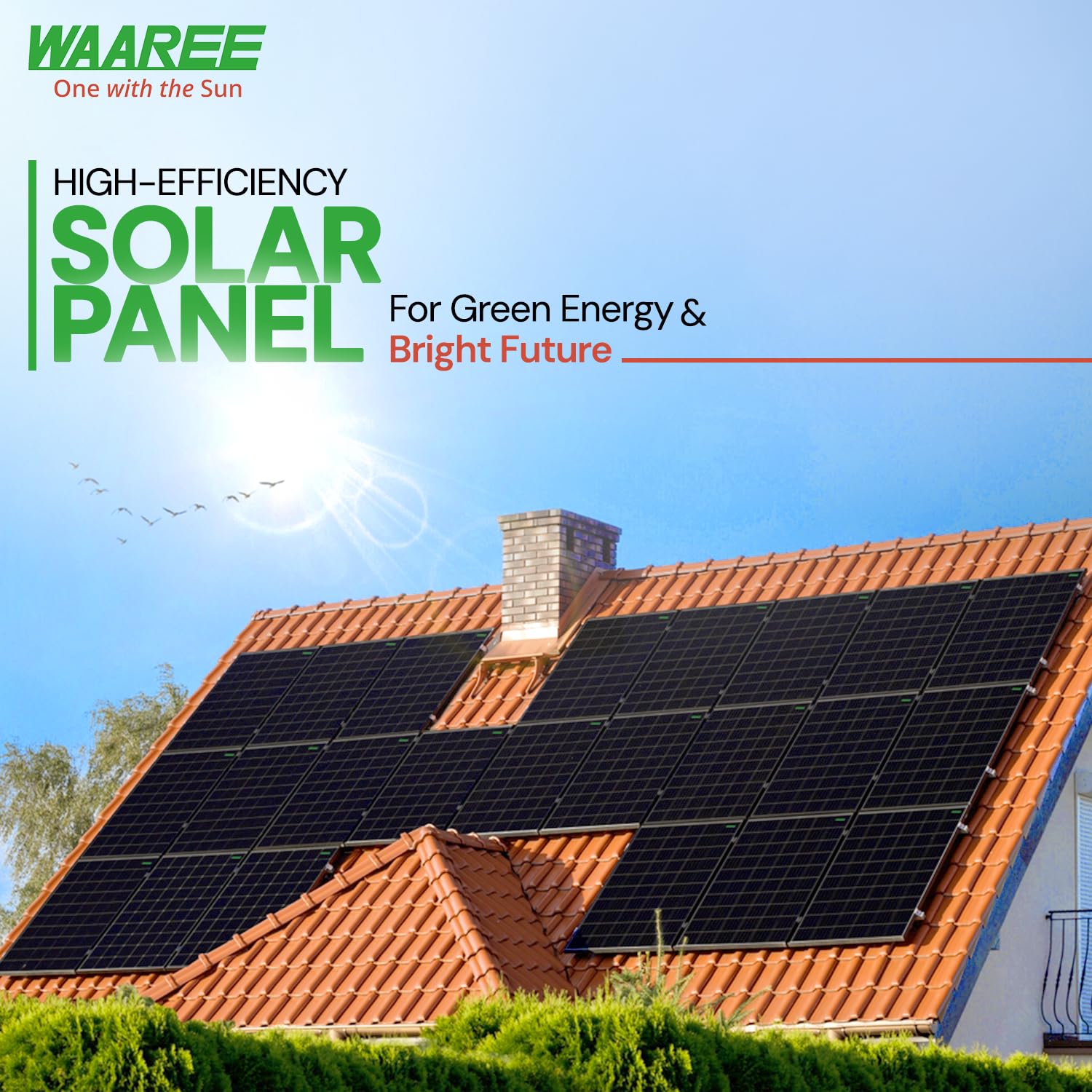 WAAREE 365 Watt Black & Blue Mono PERC Solar Panel –100 Half-Cut Cells, 24V Module | WAAREE Premium Panel for Rooftop, Commercial, Balcony & Hybrid Solar Setups | 30-Year Output Warranty | Pack of 1 - Image 5 thumbnail