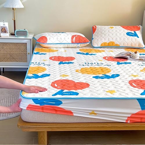 Miniatura 2 de Protector de colchón tamaño Queen, sábana acolchada de látex fresco de verano, para habitación de los niños, funda de colchón con bolsillo profundo