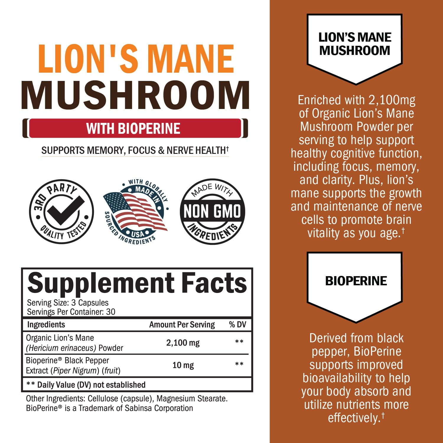 20,000mg 16x Strength Lions Mane Supplement Capsules Super Nootropic W Ashwagandha Rhodiola Highest Potency Lions Mane Mushroom Extract 50 Polysaccharides Brain Supplement For Memory Amp - View #8