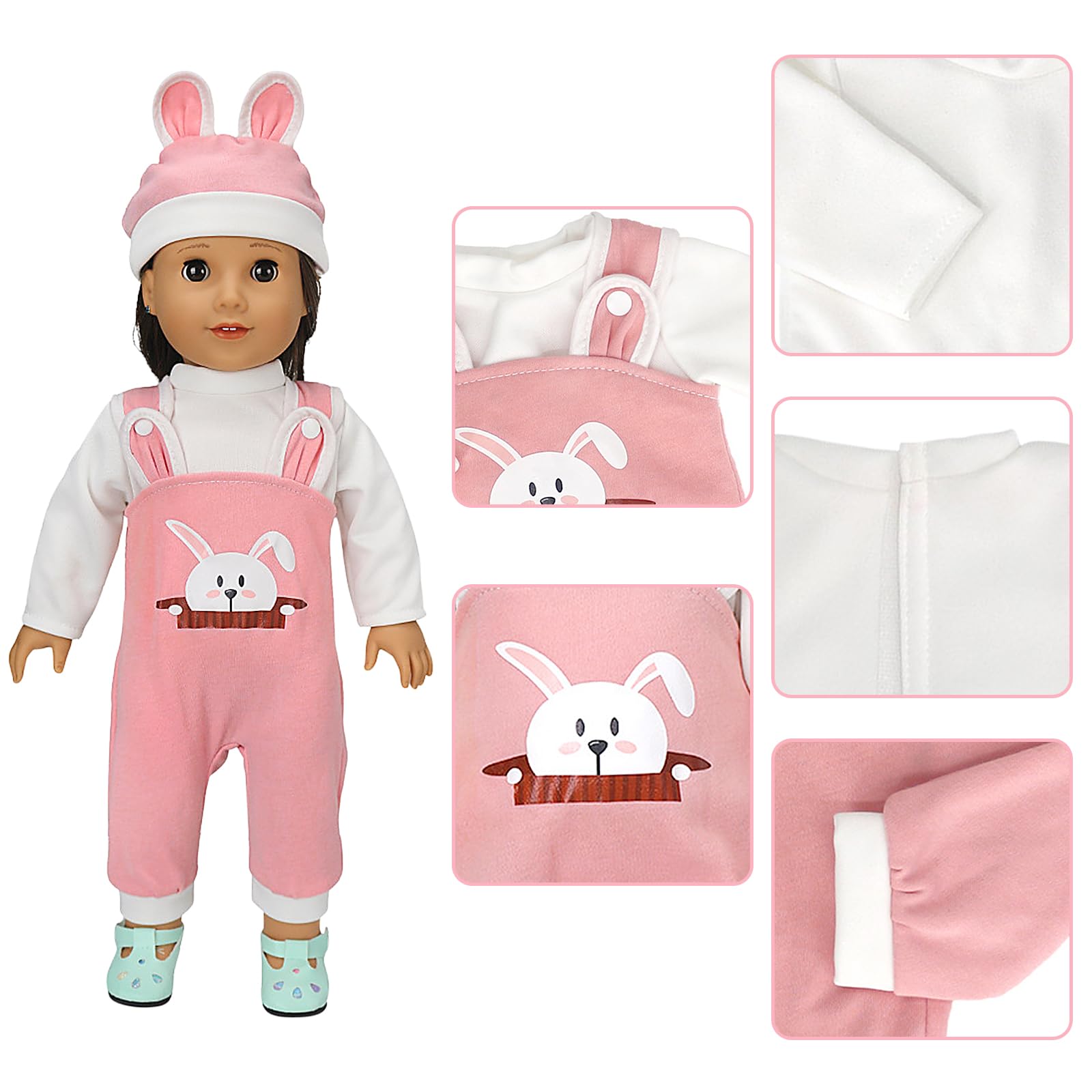 Gemtte Vêtement Poupée 3 Set Rose - Robe, Manteau Et Chaussettes Pour Poupon 43-48 Cm - Accessoire Idéal Pour Enfants