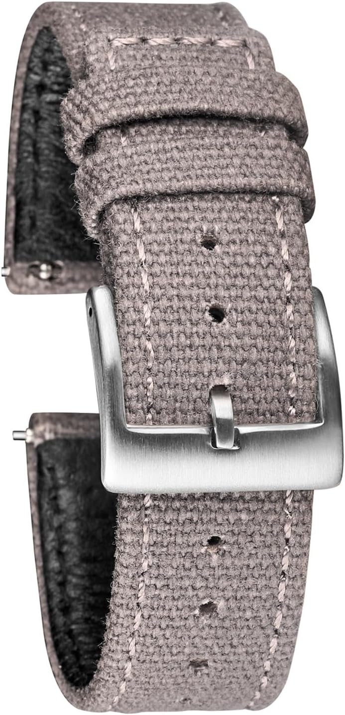 yingyingjia Canvas Watch Bands Quick Release Grey Two Pieces Fabric Watch Straps Heavy Duty Buckle 18mm 20mm 22mm