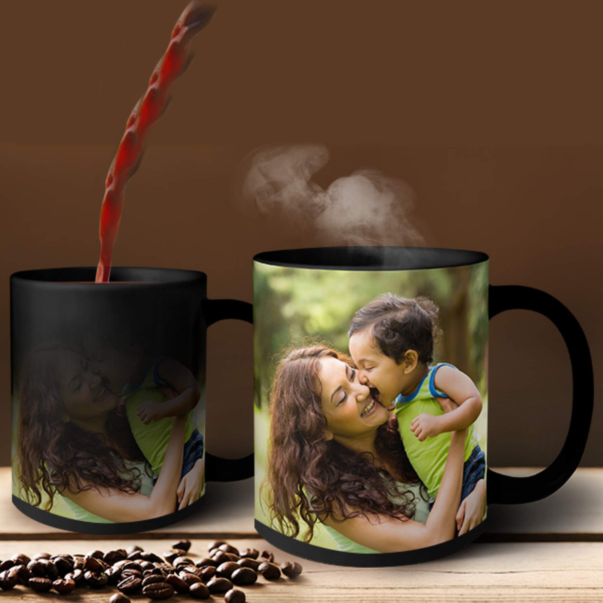 SK PRINTS Personalized Ceramic Photo Black Magic Mug, Black Magic Mug, 325ml,1no