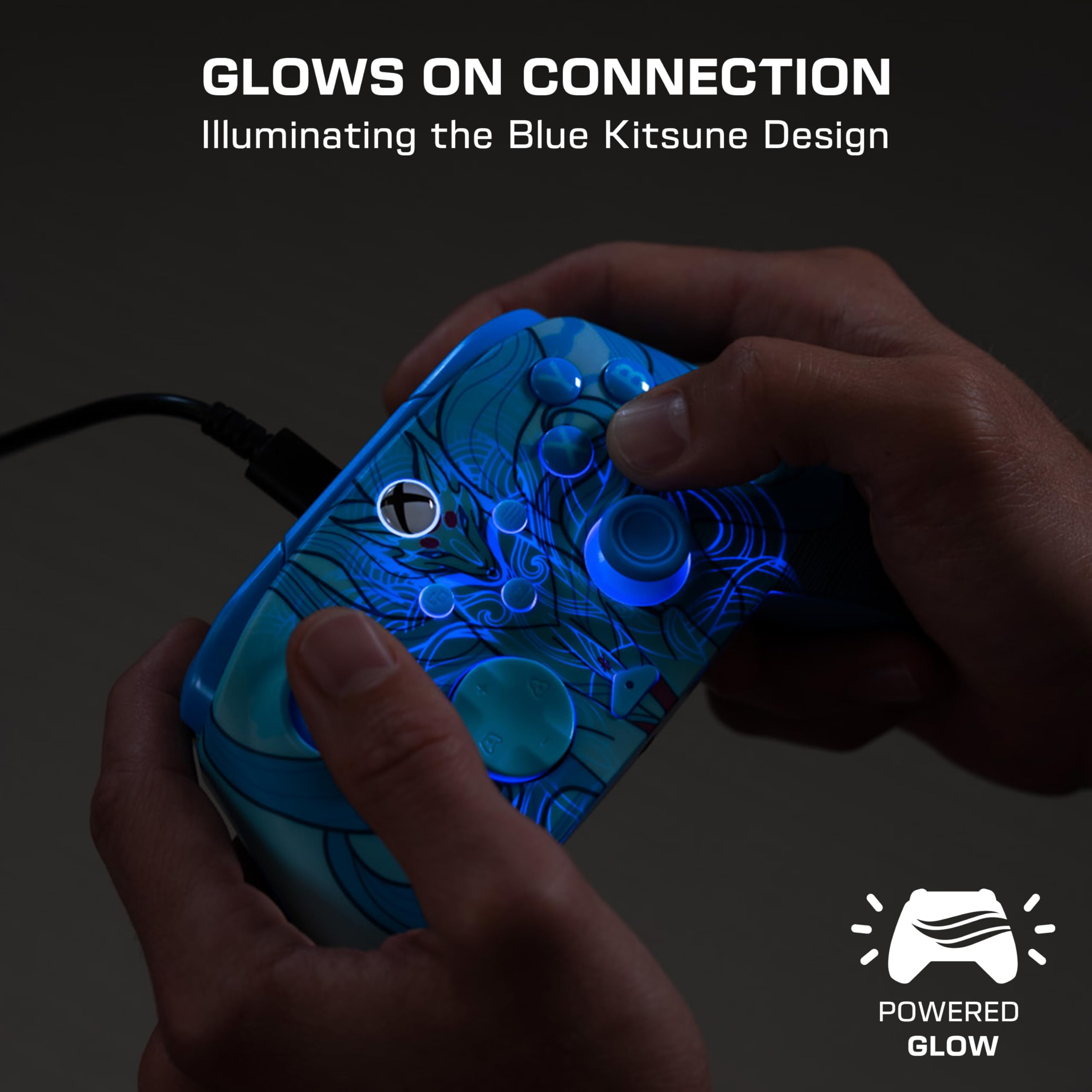 Turtle Beach Rematch Advanced Wired Gaming Controller for Xbox & PC – Powered Glow, Remappable Buttons, Hall-Effect Hair Triggers, 8ft Cable, Officially Licensed by Xbox – Blue Kitsune - 3