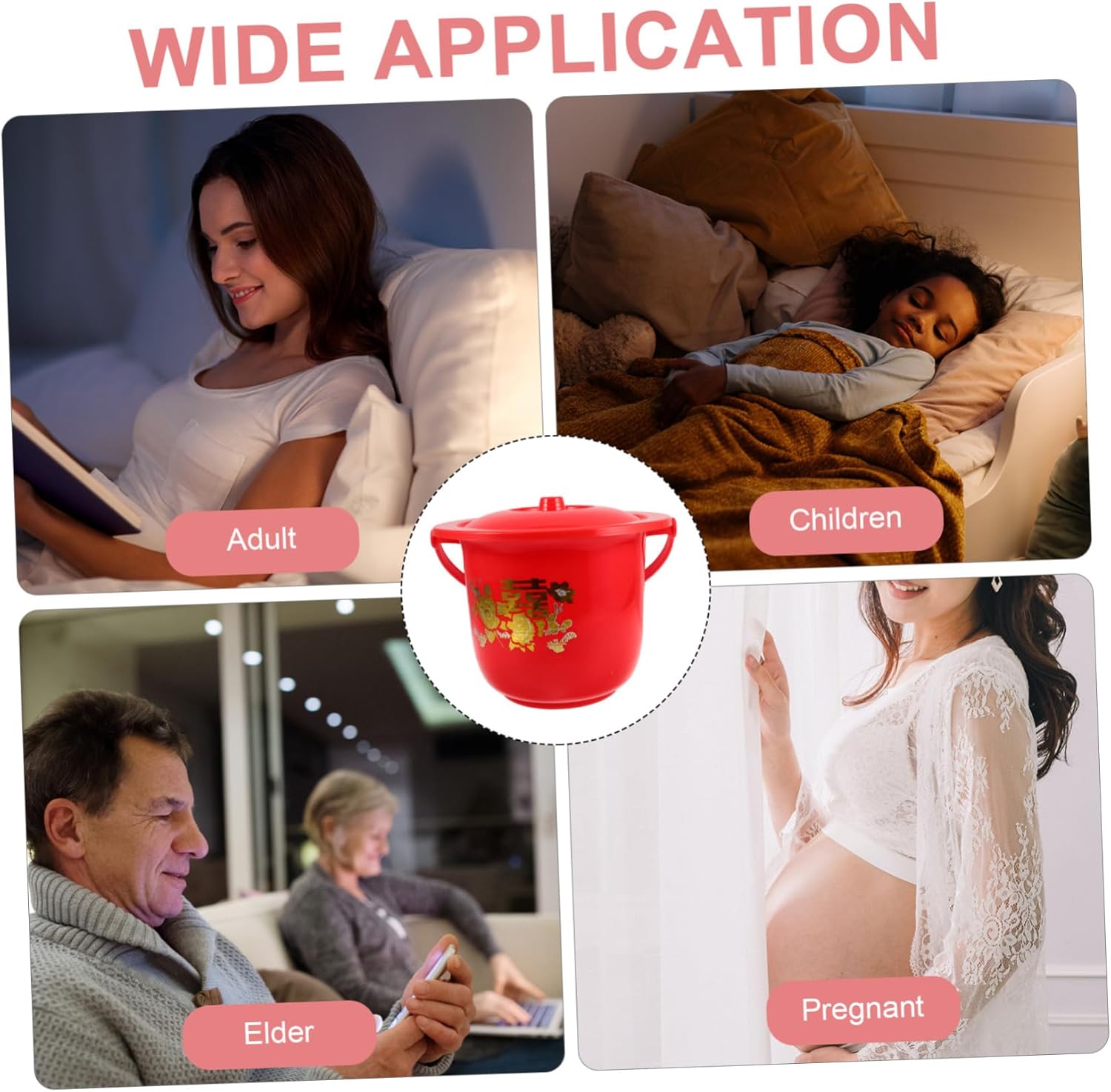 Portable Plastic Chamber Pot with Lid for Elderly and Kids Lightweight Urinal for Home Travel and Camping Easy to Clean Bedside Toilet