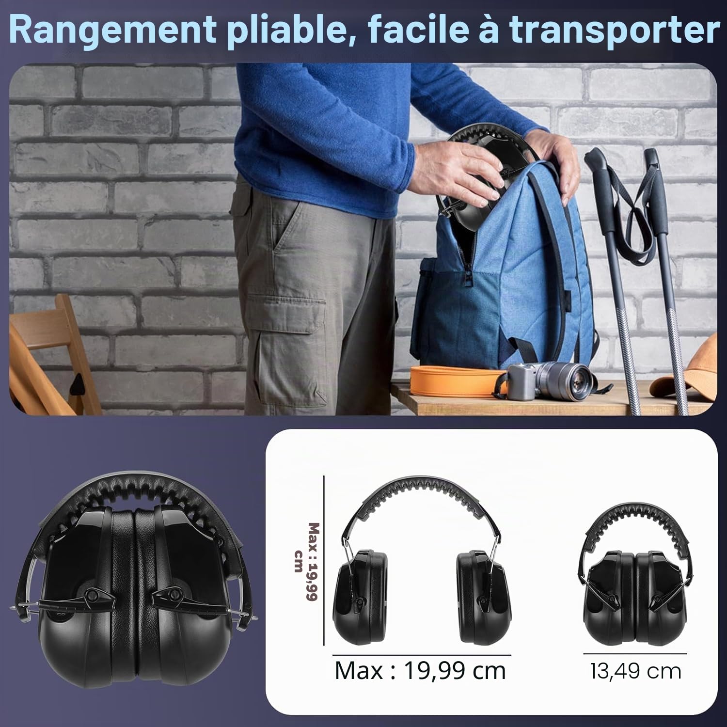 Floriogra 2 Paquets Casque Anti Bruit Adulte, 31dB Certifié CE, Protection Auditive pour Travail, Autisme, Bricolage, Tonte, Chantier, Tir, Casque Sensoriel, Réduction de Bruit Professionnelle