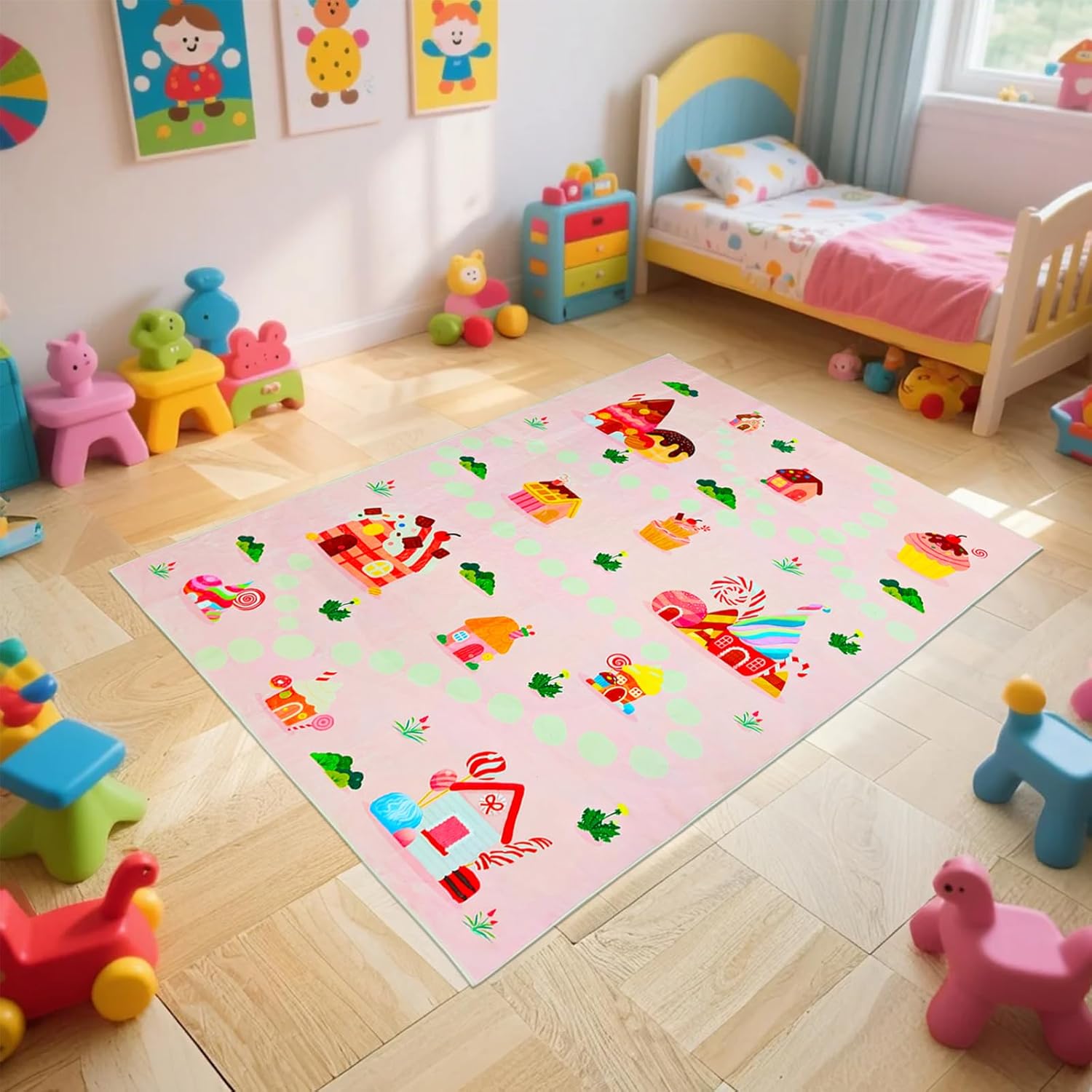 ABREEZE Kids Rug Play Mat Ultra Soft Rugs for Kids Room, 3.3'x5' Non Slip Gradient Star Children Nursery Rug Carpet for Bedroom Decor Playroom Living Room