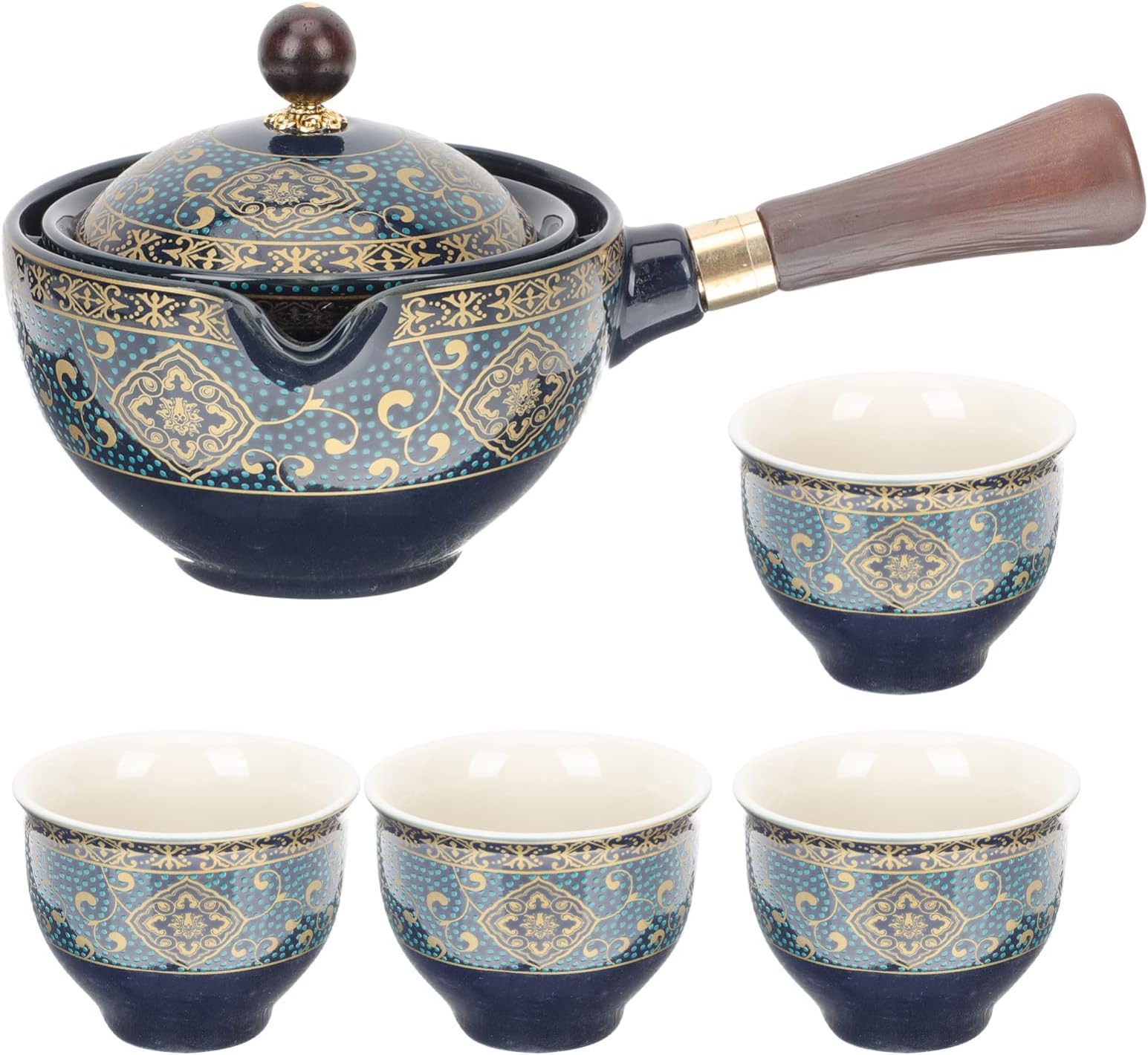 Hemoton Porcelain Retro Chinese Gongfu Tea Set Travel Tea Pot Set with 4 Cups Ceramic Tea Maker Portable Tea Set Tea Dispenser Kung Fu Teaware