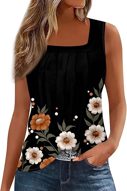 Spring Summer Plus Size Dressy Tank Tops for Women 2025 Womens Workout Floral Boho Beach Sleeveless Shirts Blouses