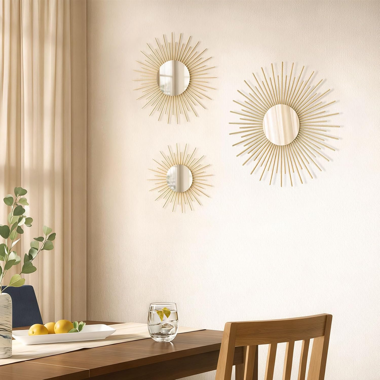 AIM & GGKK Gold Metal Wall Decor, Set of 3 Modern Metal Wall Art for Living Room, Minimalist Contemporary Gold Decor for Bedroom, Boho Accent Home Decoration