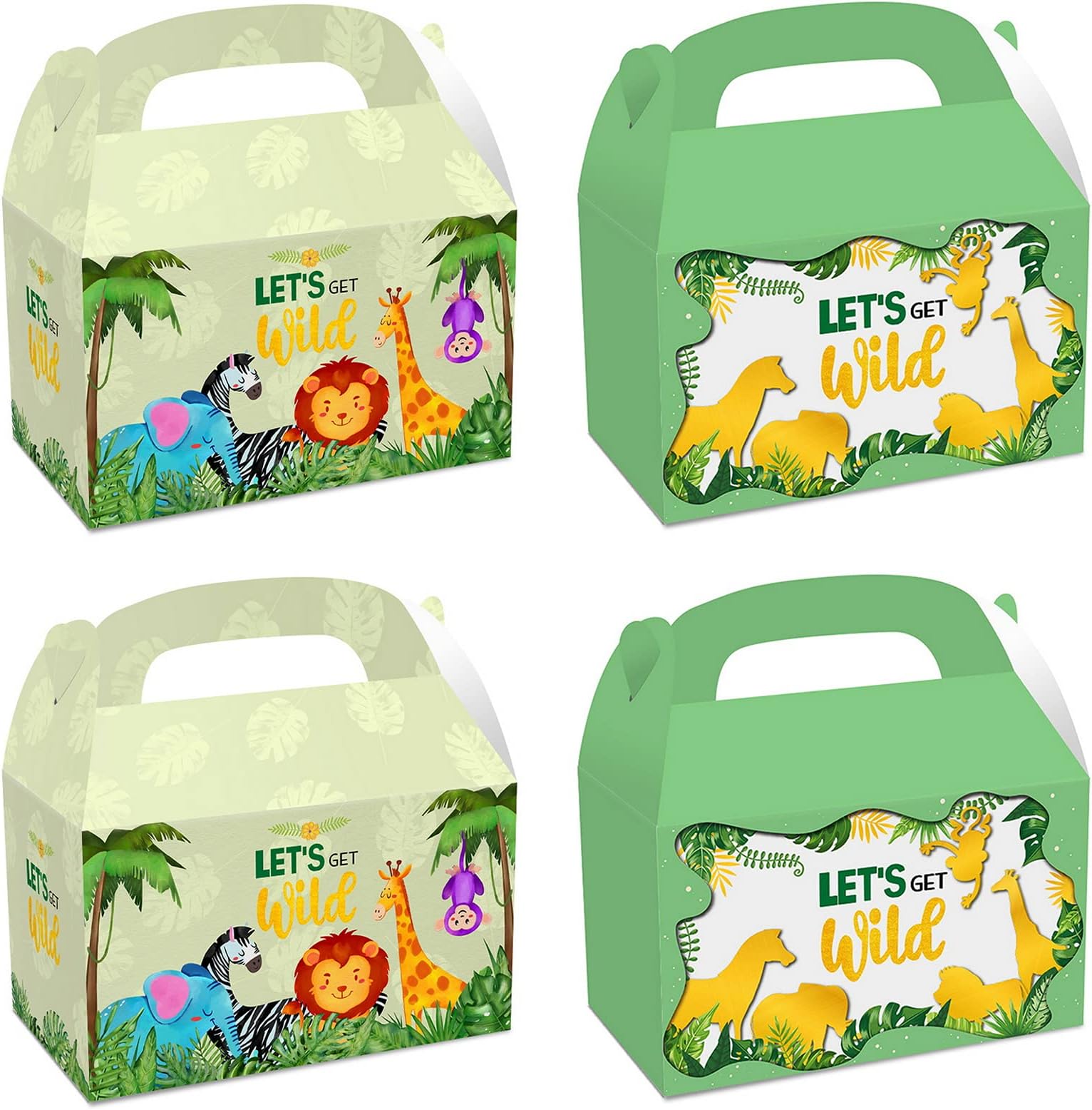 BtoytingJungle Safari Party Favor, Zoo Party Supplies Gift Treat Boxes, Children Birthday Party Goody Bags, Jungle Theme Baby Shower Supplies