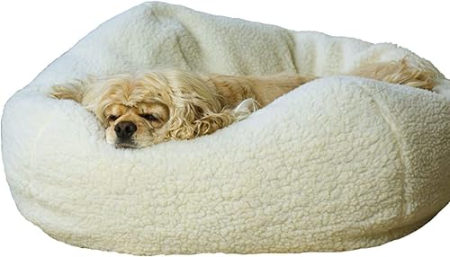 Cama puff de sherpa blanco para perros de Carolina Pet Company L Natural