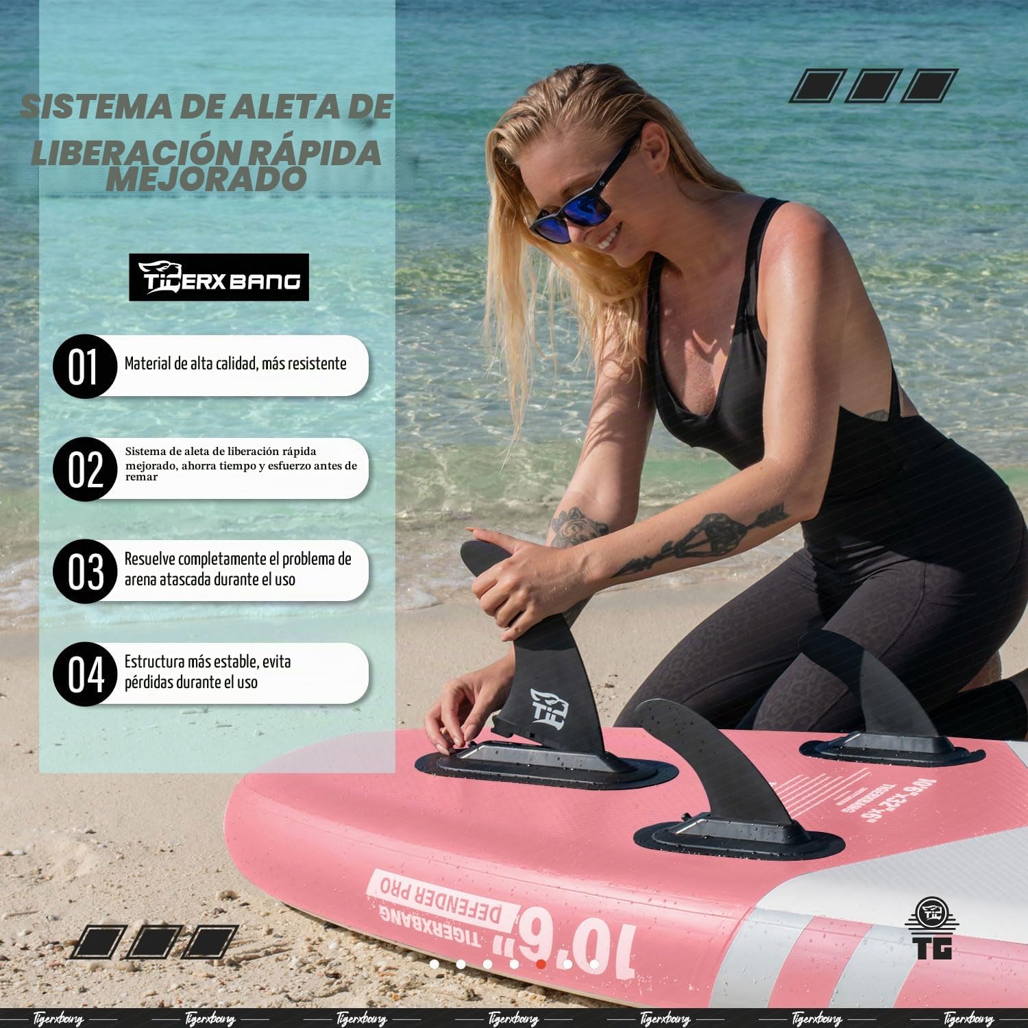 TIGERXBANG Tabla de surf de pie con remo, tabla de surf hinchable, colección Defender Pro
