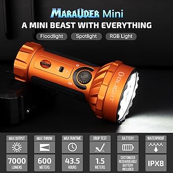 OLIGHT Marauder Mini 7,000 Lumens Bright Flashlight with 600