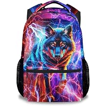 Wolf Backpack for Boys - 17 Inch Kids Backpacks with Adjustable Straps for Elementary School - Lightweight Durable Animals Bookbag for Kindergarten