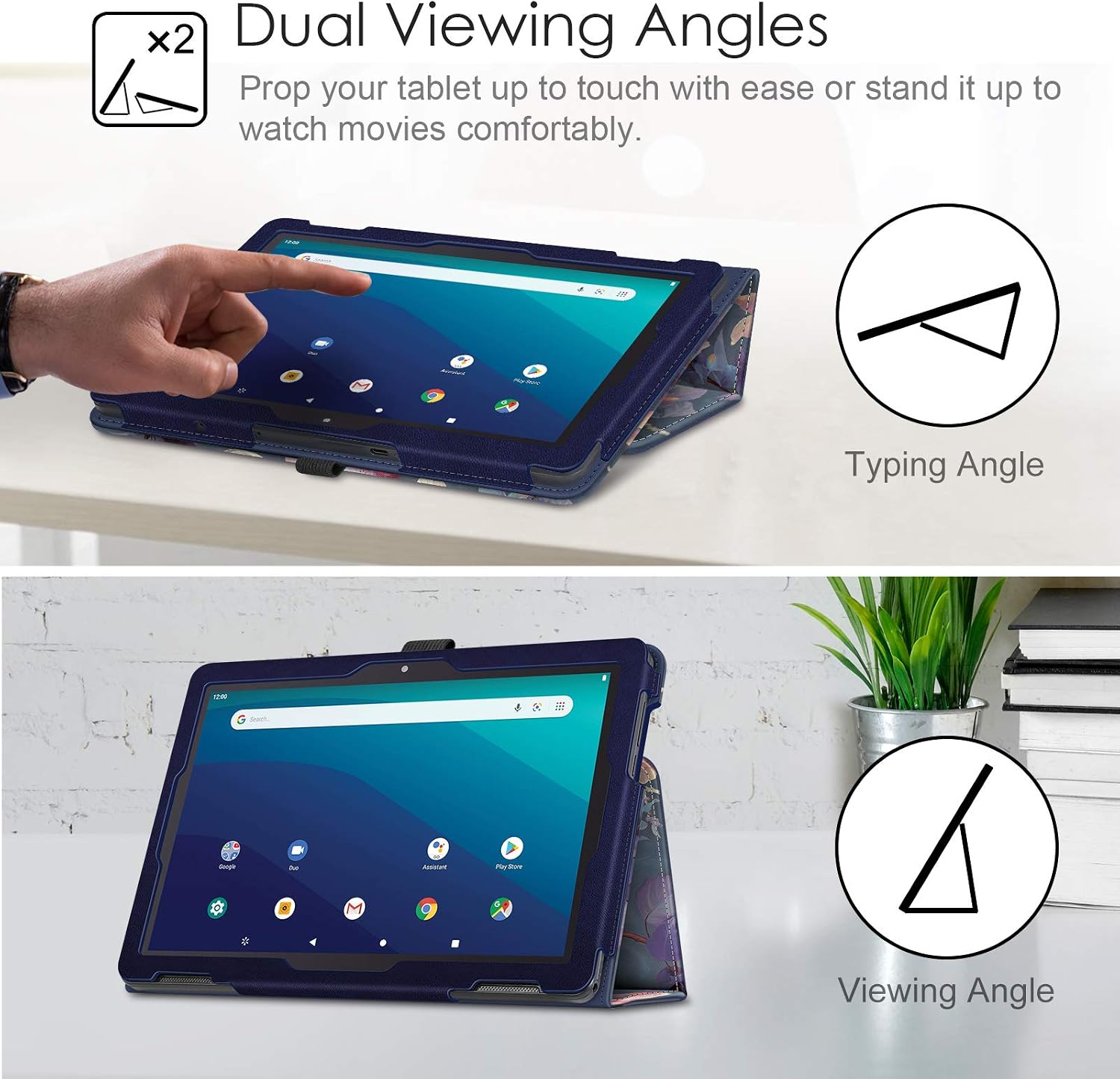 Fintie Case for Onn. 10.1" Tablet 2020 (Model: 100011886) - Premium Vegan Leather Folio Protective Stand Cover with Pencil Holder for Onn 10 inch Tablet 2020 Generation 2 (Z- Blooming Hibiscus)