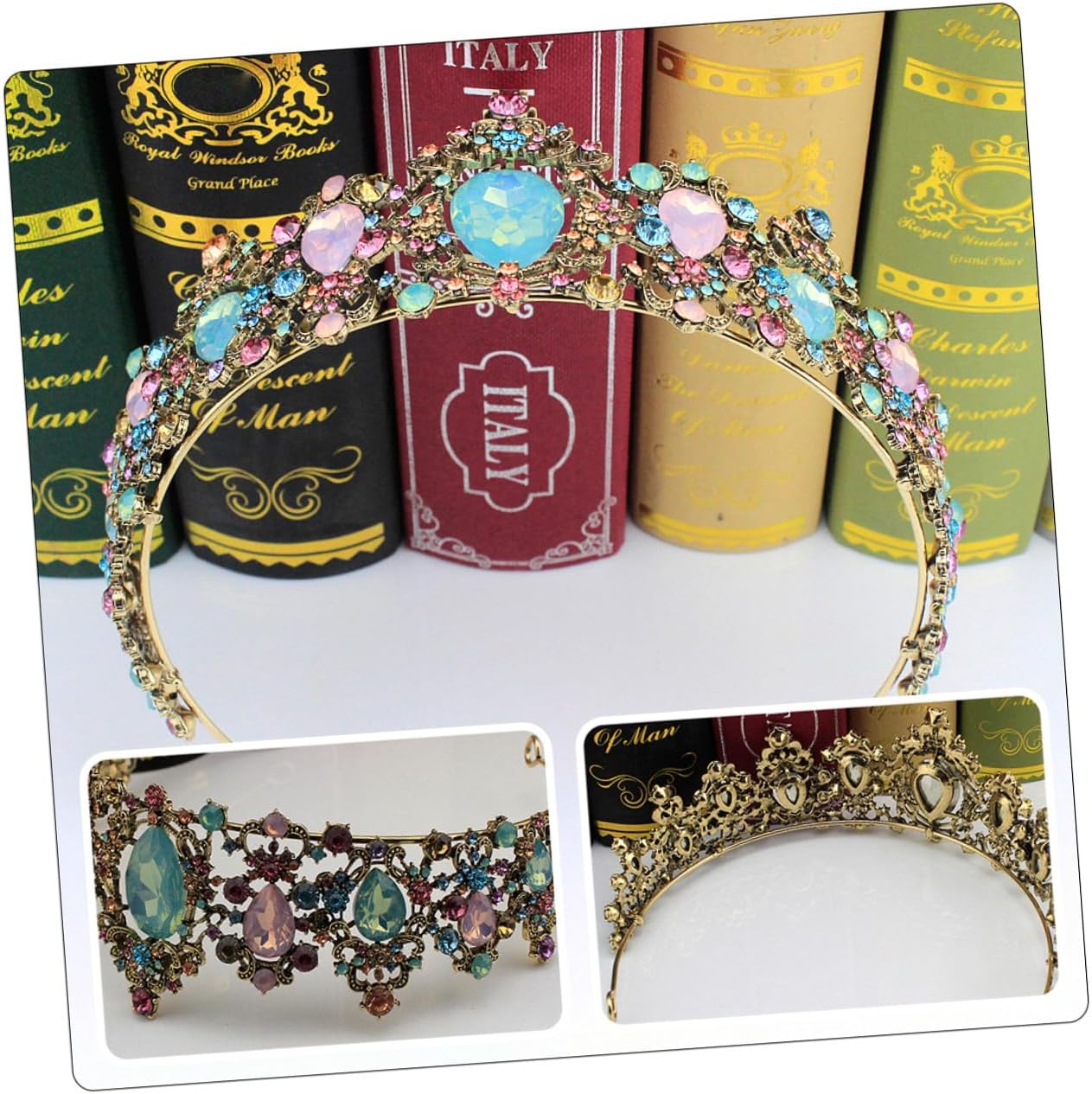 LIFKOME Elegant Retro Crown Tiara for Women Hand-made Bridal Headpiece Lightweight and Anti-allergic Hair Accessory for Festivals and Weddings Charming Detail and Design