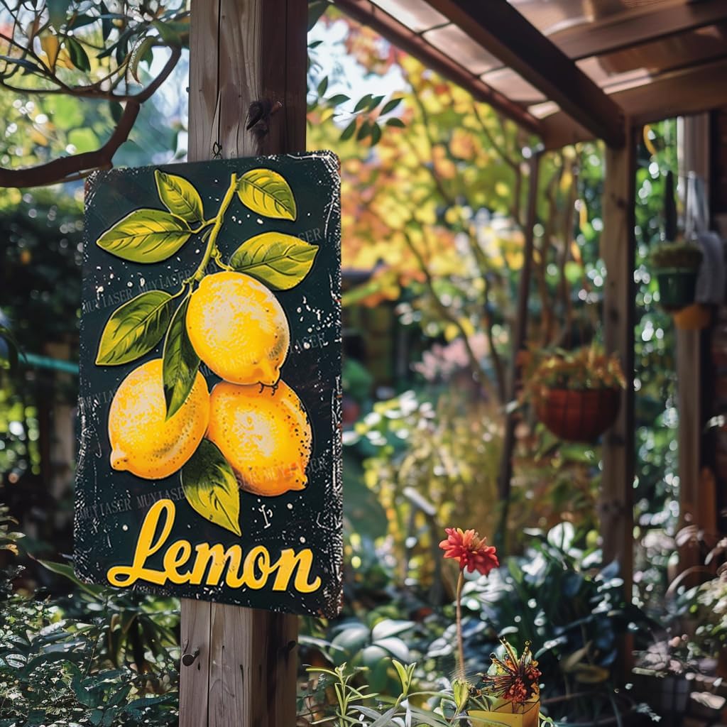 Metal Sign Fresh Lemon Vintage Retro Aluminum Tin Sign for Garden Kitchen Office Home Bar Cafe Decor 8x12 Inch image 5