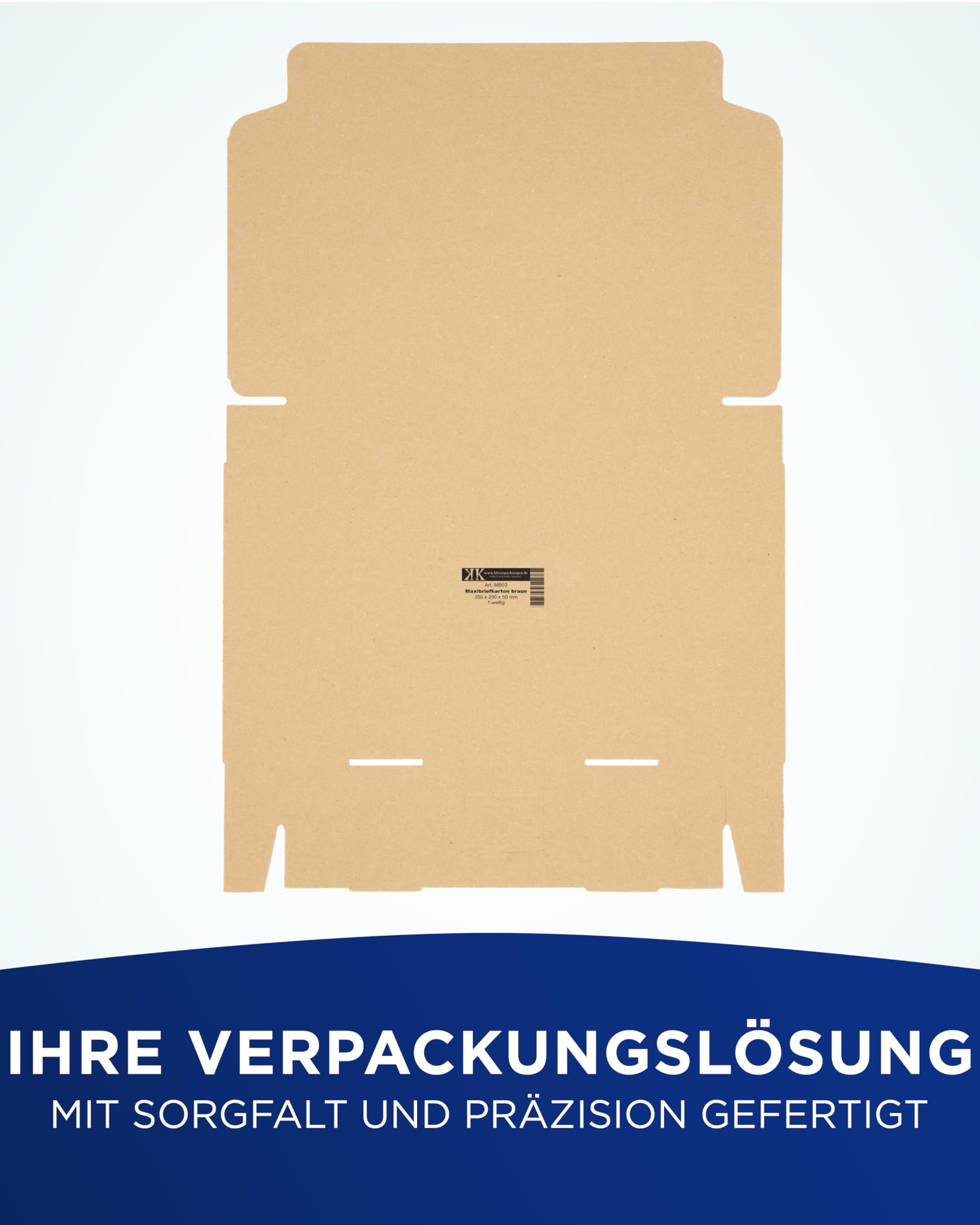 KK Verpackungen Maxibriefkartons 350 x 250 x 50 mm Braun DIN A4+ B4 (Innenmaß 350 x 250 x 50 mm) | 300 Stück, Versandkartons Faltschachteln Maxibrief Post-Kartons für Warensendungen Büchersendungen