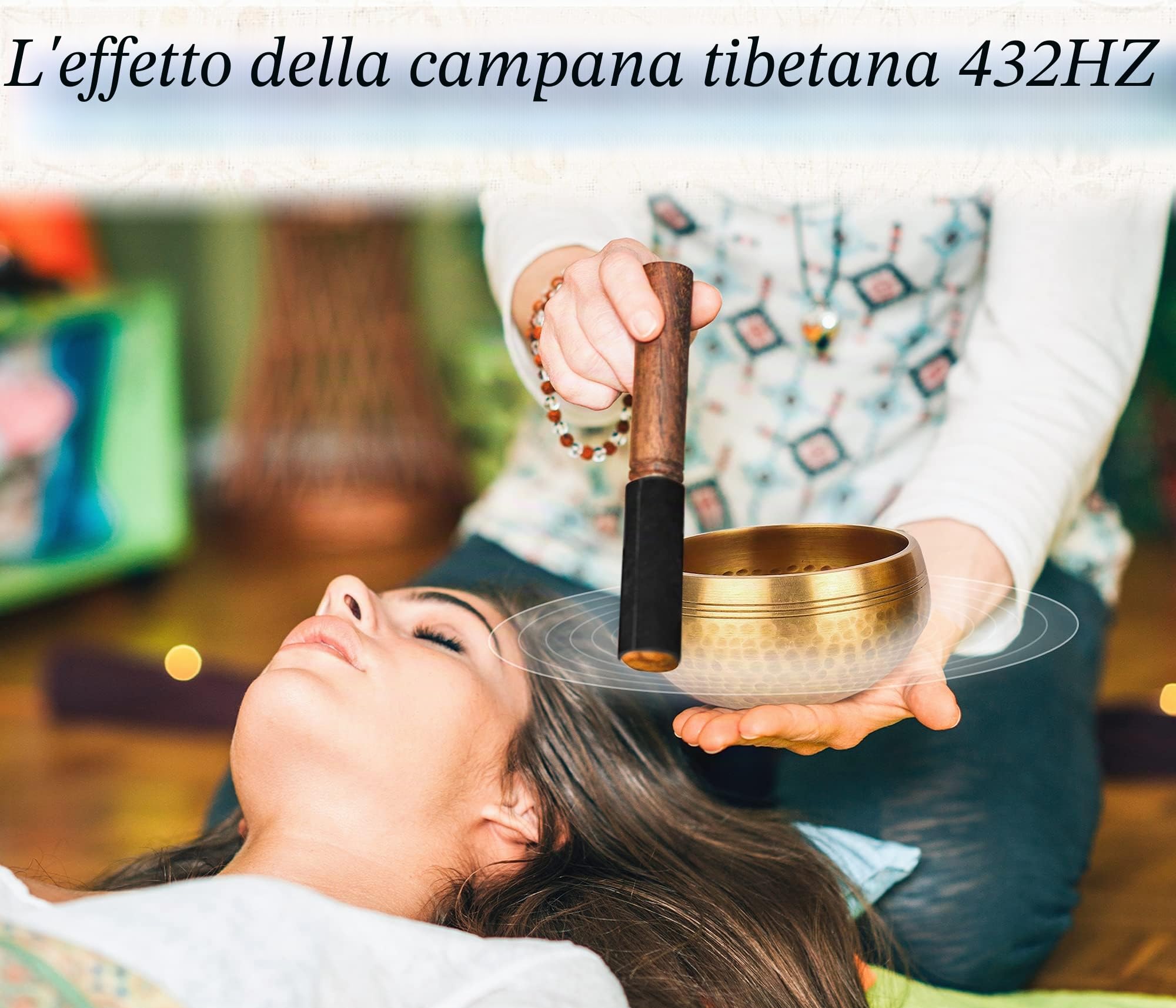 OZCHIN Set di 2 campane tibetane 100% martellate a mano in Nepal, con cuscino di seta e mazzuola, per meditazione, yoga, chakra, regali per donne e uomini