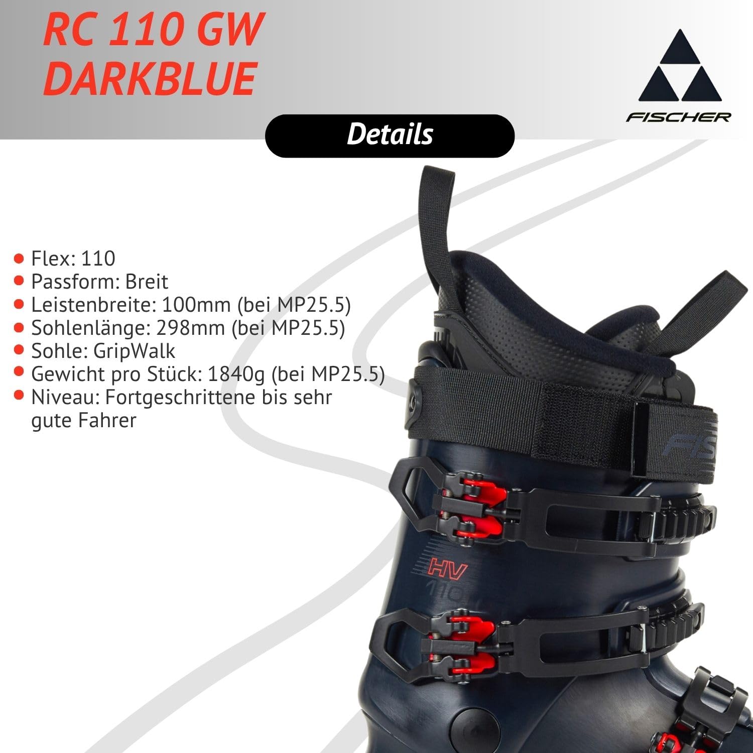 Fischer Skischuhe Skistiefel Alpinskischuhe Alpin-Skistiefel Alpinstiefel RC One 11.0 - Flex 110 - Modell 2024 - On Piste Allmountain - für fortgeschrittene bis Gute Fahrer