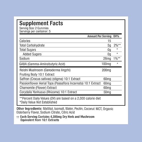 Miniatura 2 de Plant People WonderSleep - Suplemento de gomitas de hongos mini con súper hongos Reishi, azafrán, sabor a saúco silvestre, sin azúcar, apto para