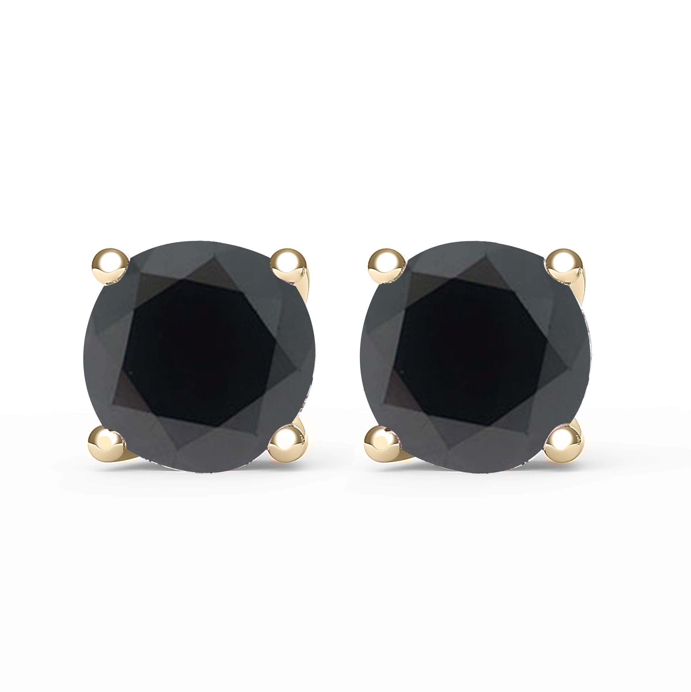 FROSTROX 14K Yellow Gold 2 Cttw Rd Black Diamond Studs