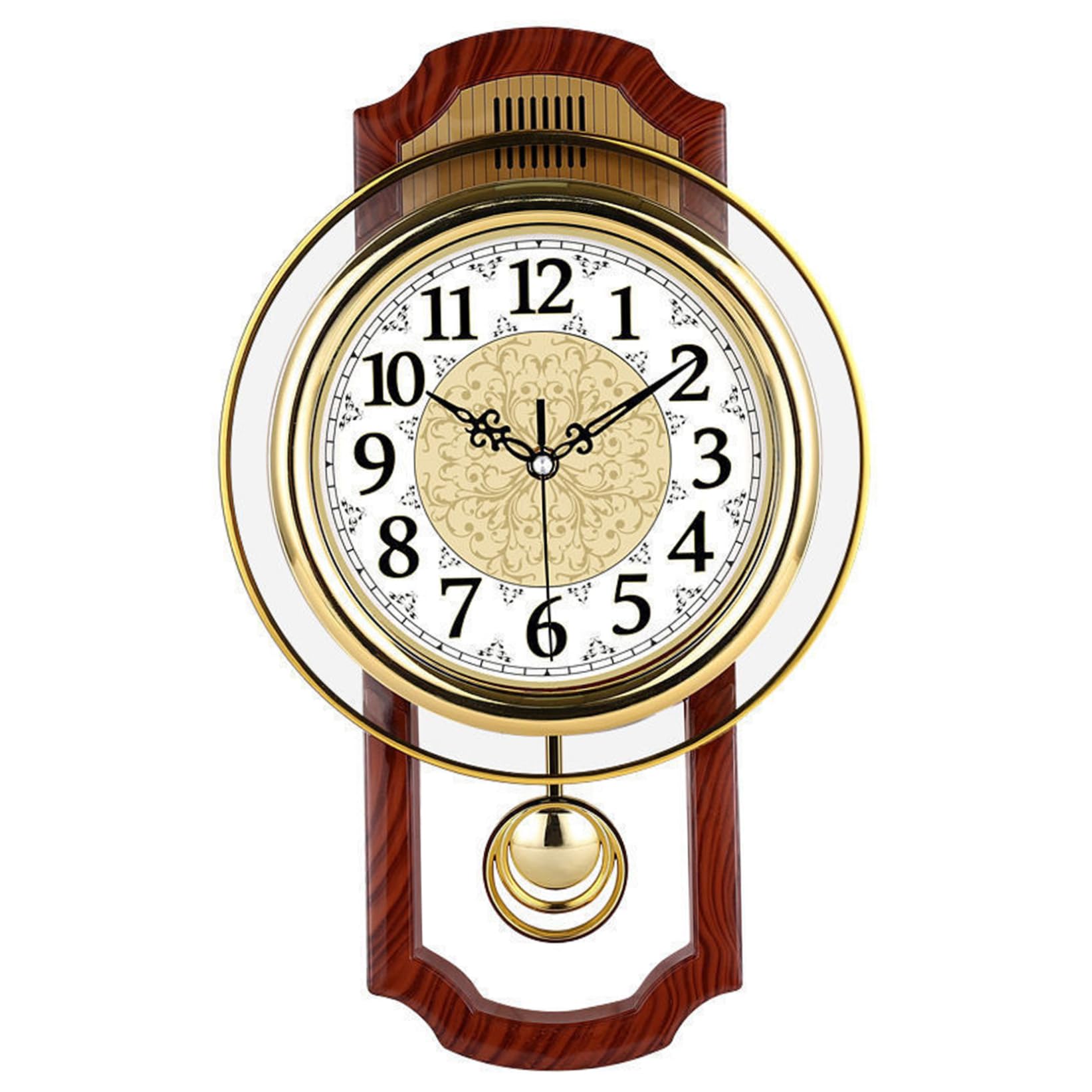 Ginwrek Wall Clocks for Living Room Pendulum Wall Clock Clock Quiet-Ticking Quartz Movement for Living Room & Bedroom, Square Woodgrain Design
