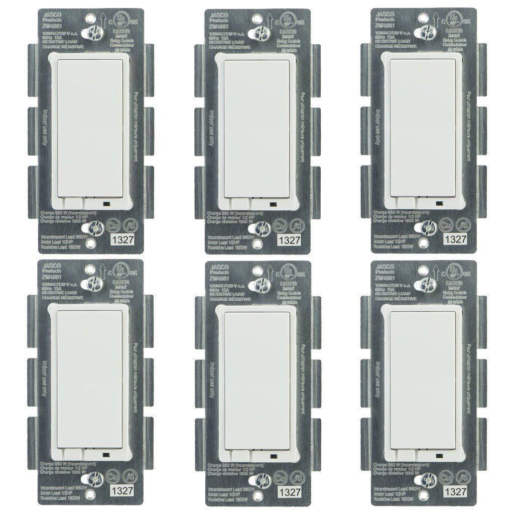 Jasco 14318 Z-Wave Plus Wireless Lighting Control On/Off Switch 6-Pack