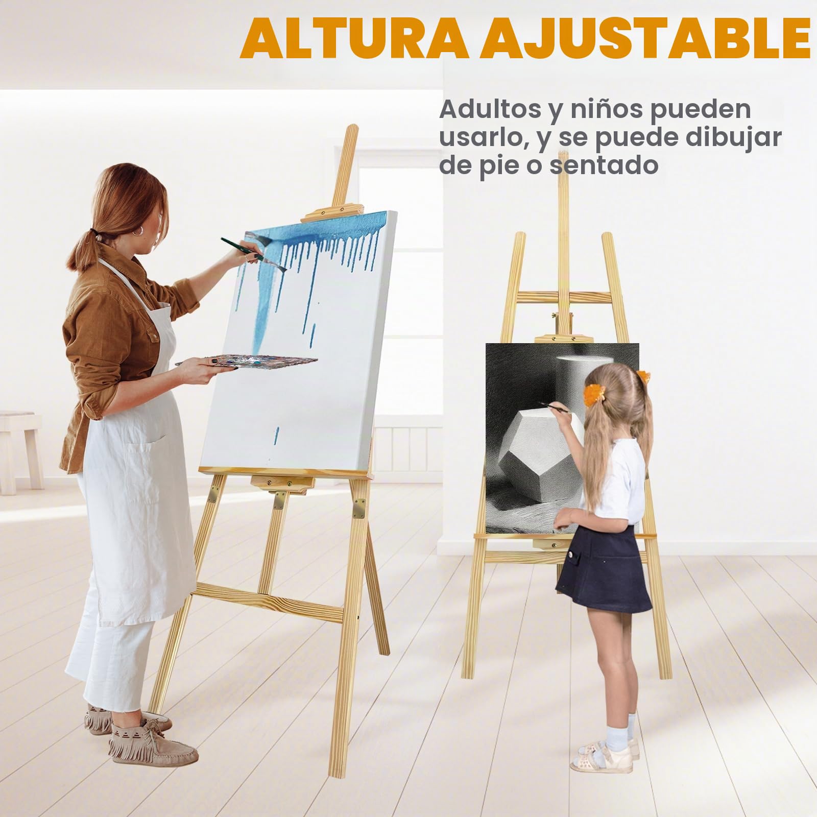 Caballete de estudio de 175 cm – Caballete de madera para signo de boda – Soporte para dibujo de boda