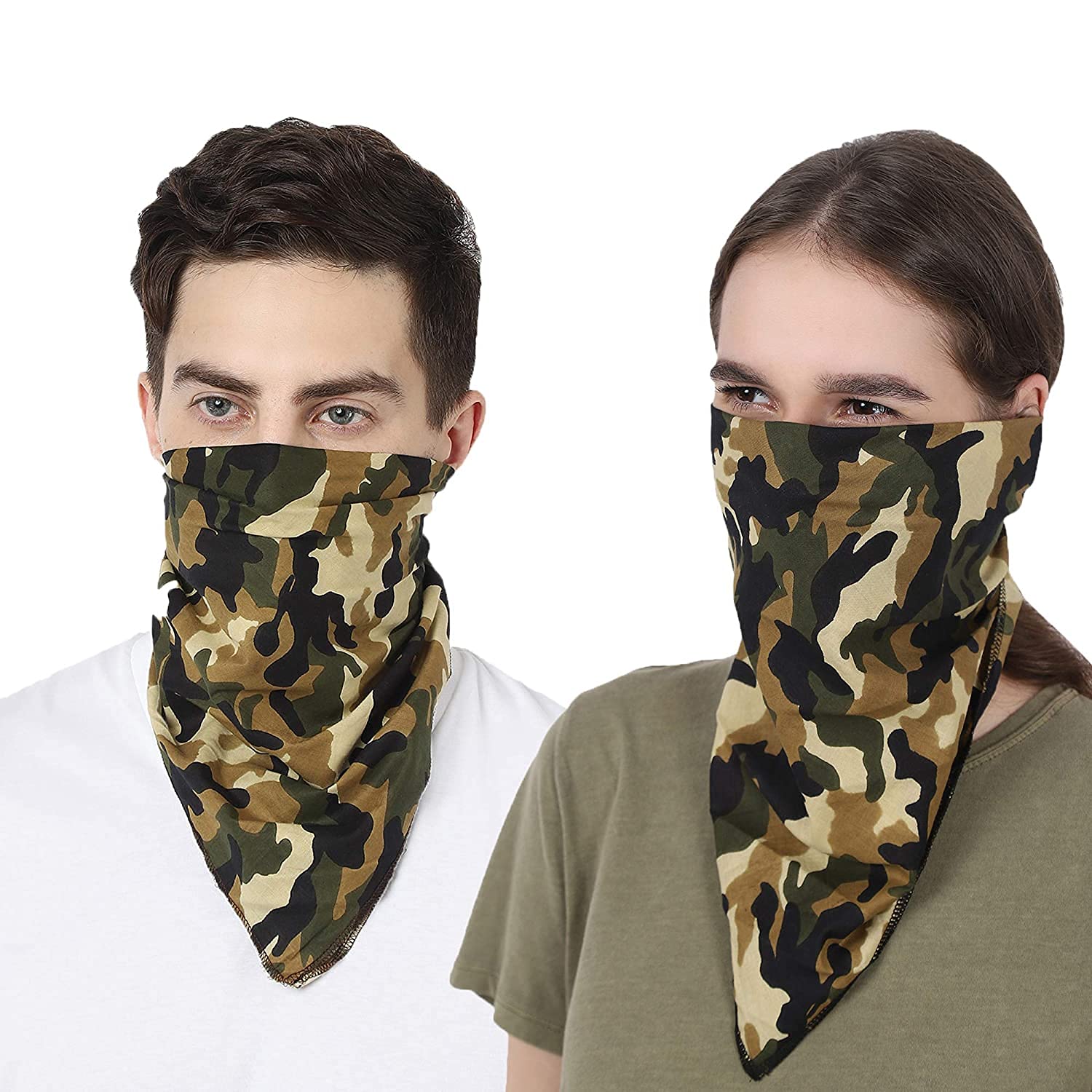 Unisex Camouflage Printed Bandana Head Wrap Face Mask (Pack of 02)-image-0