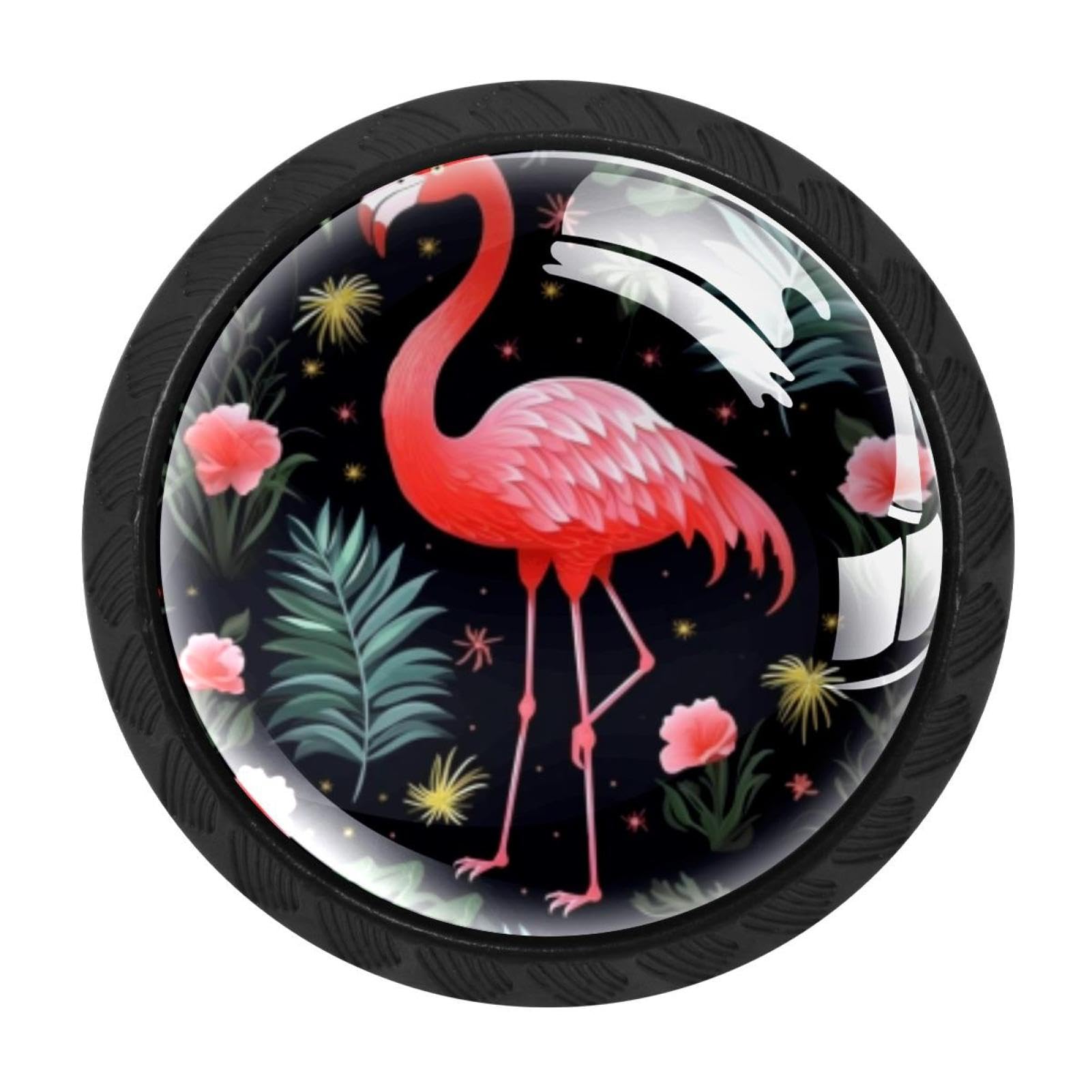 Chenzzzz Multicolored 19 Flamingo Rainforest Drawer Knobs 4 Pack Crystal Dresser Knobs 35Mm Glass Cabinet Knobs For Home Office Bathroom