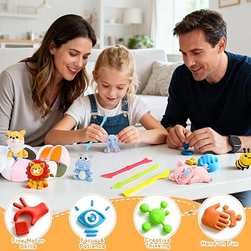 Miniatura 4 de Kits de arcilla de secado al aire para niños, arcilla para modelar, 12 animales, arcilla para moldear, ultraligera y suave, segura y antiadherente,