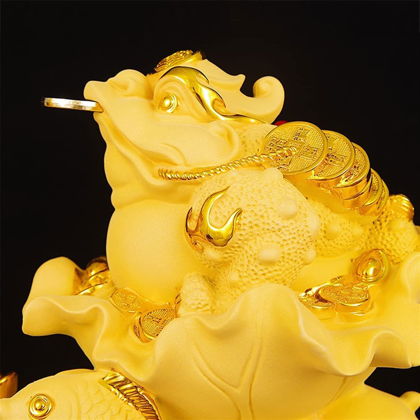 Buddha Statue Home Decor Sammeln Sie Geld Dreibeinige Kröte Ornament Lotus Karpfen Zen Dekoration Goldener Frosch Feng Shui Statue Feng Shui Deko (Size : Small)