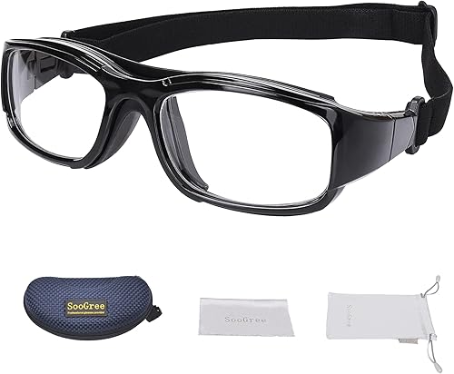 SooGree Sports Glasses for Adults,Anti Fog Shock Absorption with Adjustable Strap,Protective Eyewear Sports Glasse