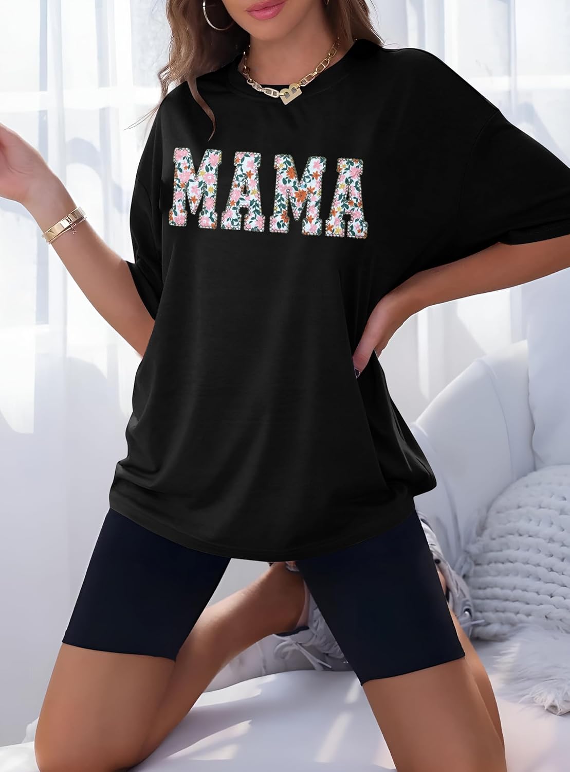 Mama Shirt Women: Mama Letter Print Tshirt Oversized Mom Tees Mother's Day Short Sleeve Tops - Image 2