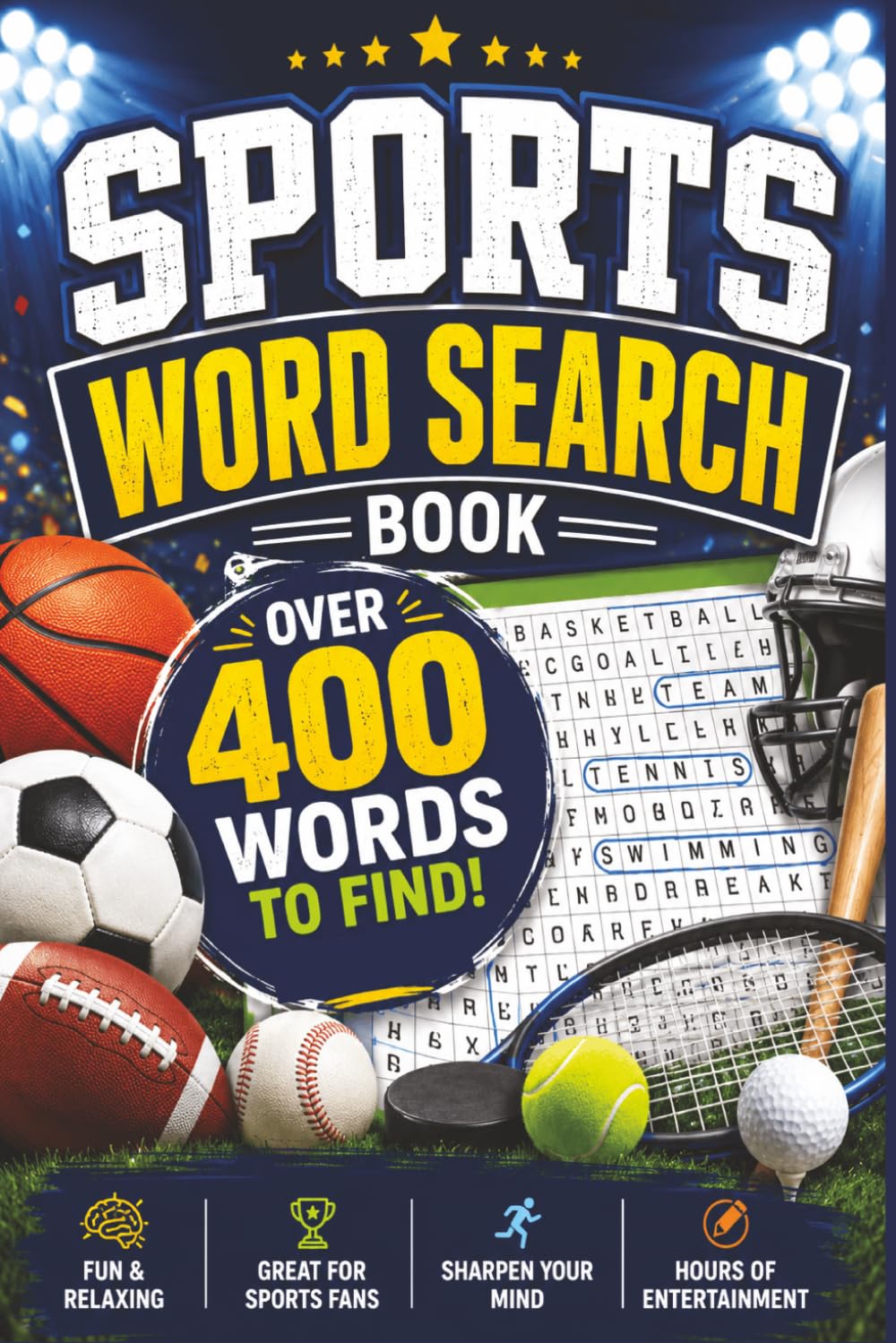 Sports themed word search: Sports Word Search: For Adults, Teens, and Seniors, Sports Teams, Mascots, Easy to Read | 6x9 Inches, 112 Pages, 50+ Puzzles, Over 800+ words