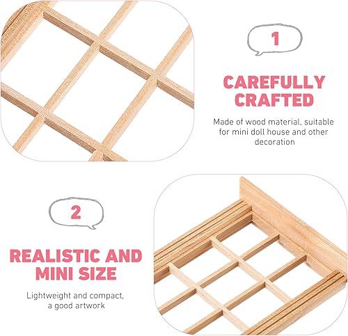 Miniatura 3 de 2 piezas Mini Muebles Casa de Muñecas Miniatura Marco de Ventana Modelo Decoración Ventanas Muebles de Casa de Muñecas