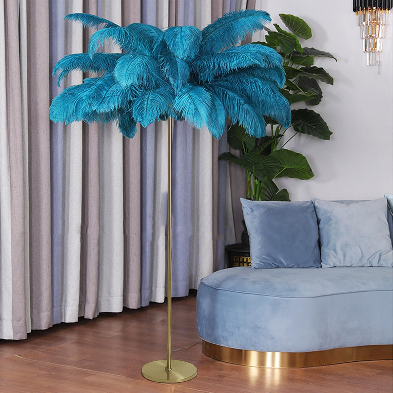 Lampadaire en plumes d'autruche haut de gamme pour salon chic