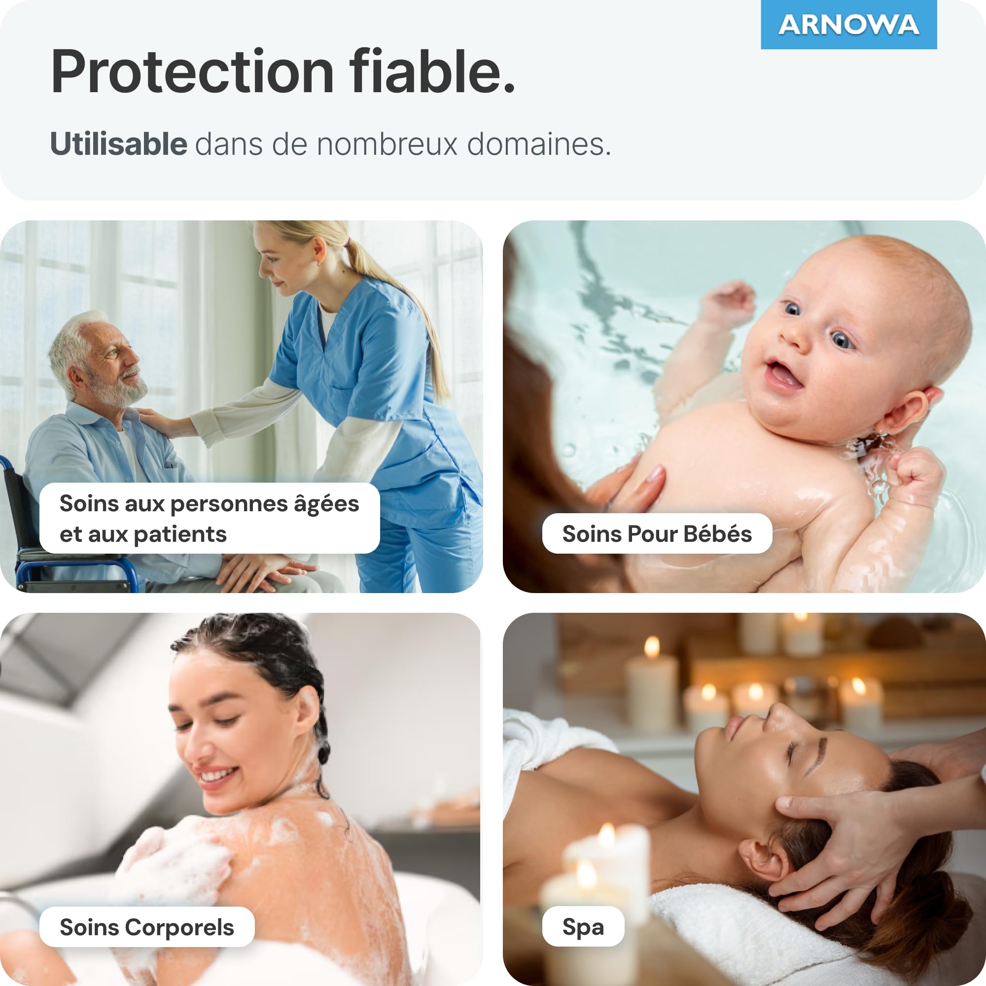 50x ARNOMED® Gant de Toilette Jetable en Molleton Hydrofuge, Gants de Toilette Jetable pour Adultes & Bébés, Gant de Toilettes Jetable Doux & Souple, Gant de Toilette Jetable Usage Unique