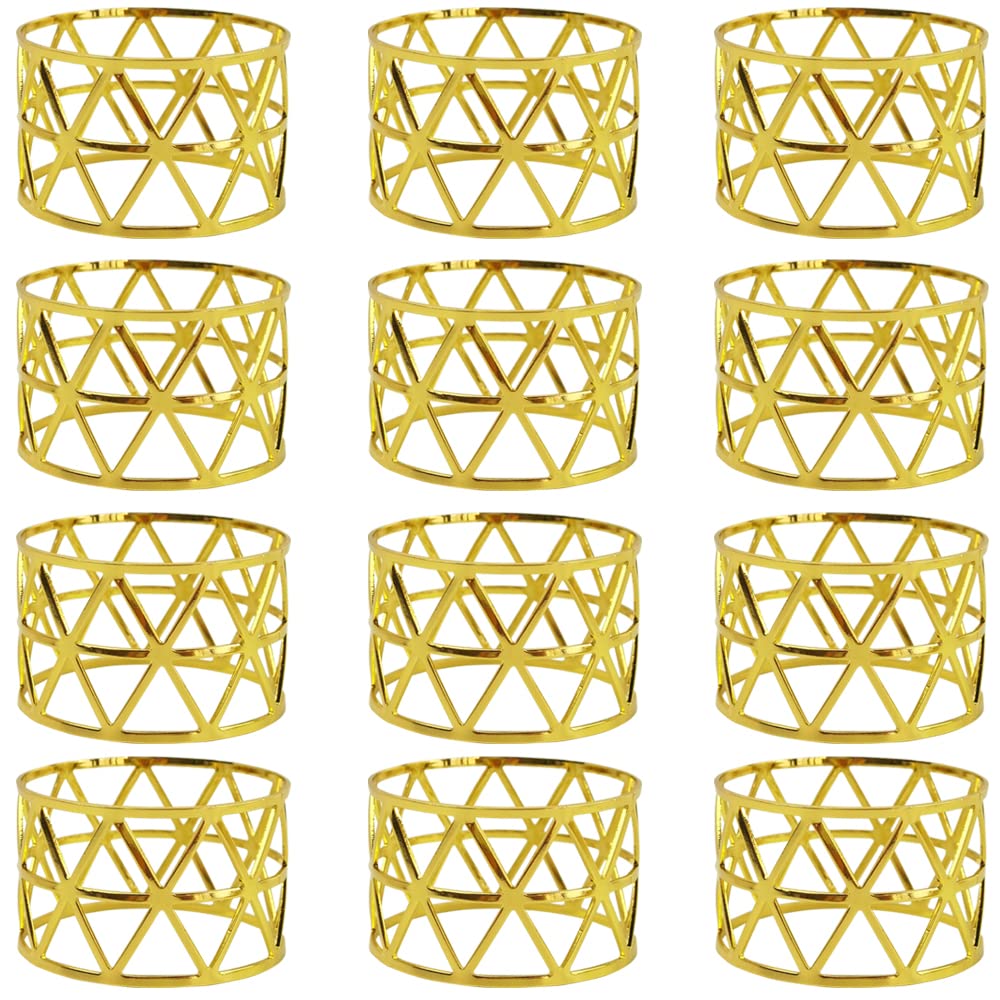 Anillos de Servilleta，12 Piezas Servilleteros de Metal Servilleta Hebilla Servilleteros para Cena Decoración de Mesa, Bodas, Banquetes, Cumpleaños (Oro)