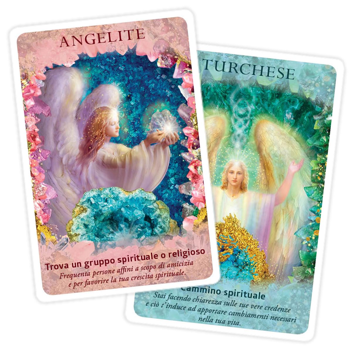 Crystal Angels Le Carte dell’oracolo. 44 Carte oracolari di Angeli e Cristalli con guida illustrata. Regalo per cristalloterapia, numerologia, arti divinatorie. Fai una domanda e leggi la frase.